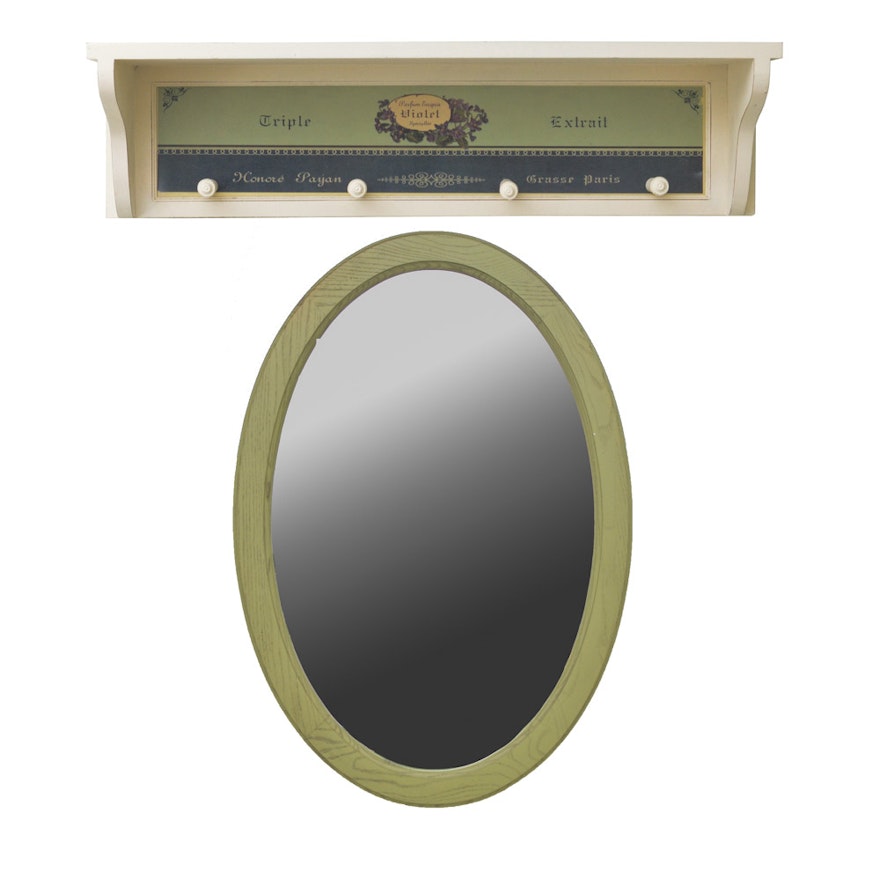 Oval Mirror and "Violet Parfum Exquis" Shelf
