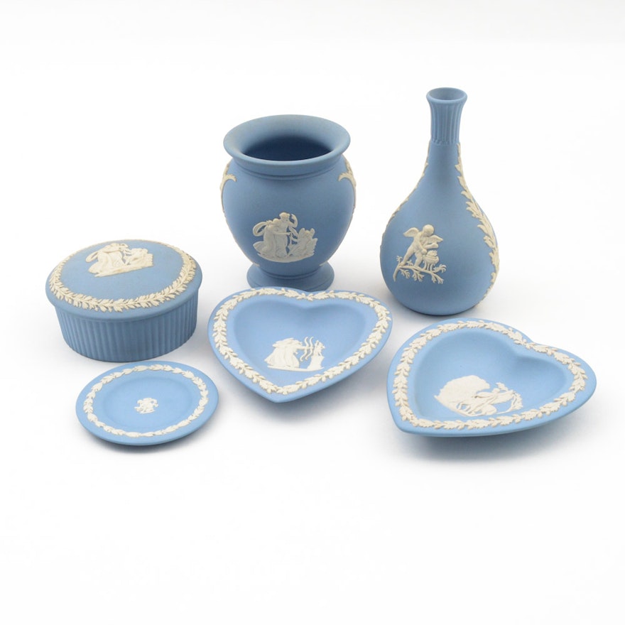 Collection of Wedgwood Blue Jasperware with Eros Motifs