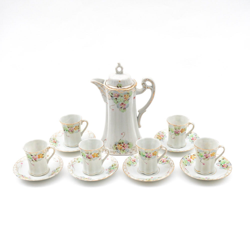 Vintage Hand-painted Porcelain Japanese Bibi Chocolate Set