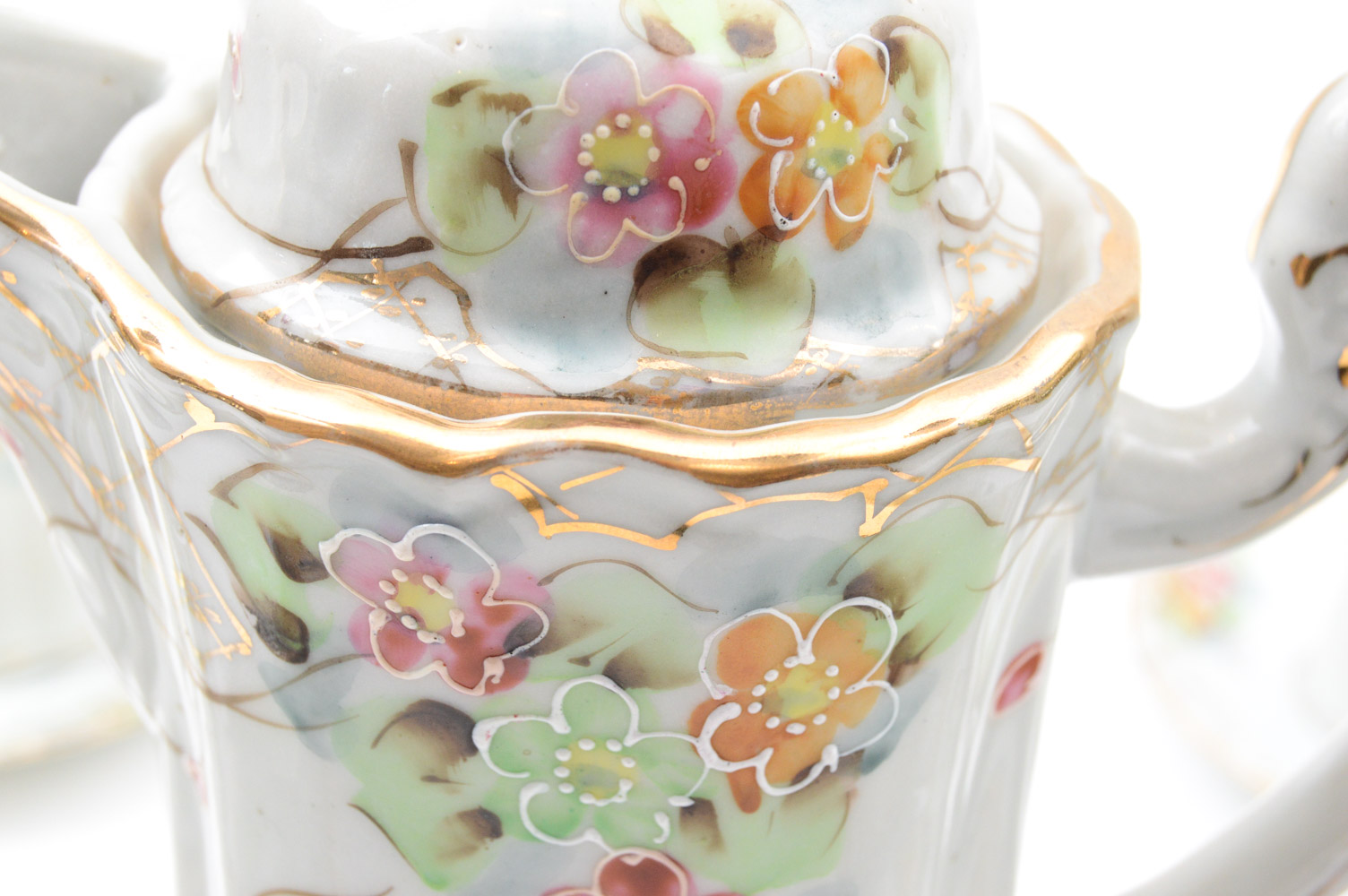 Vintage Hand-painted Porcelain Japanese Bibi Chocolate Set