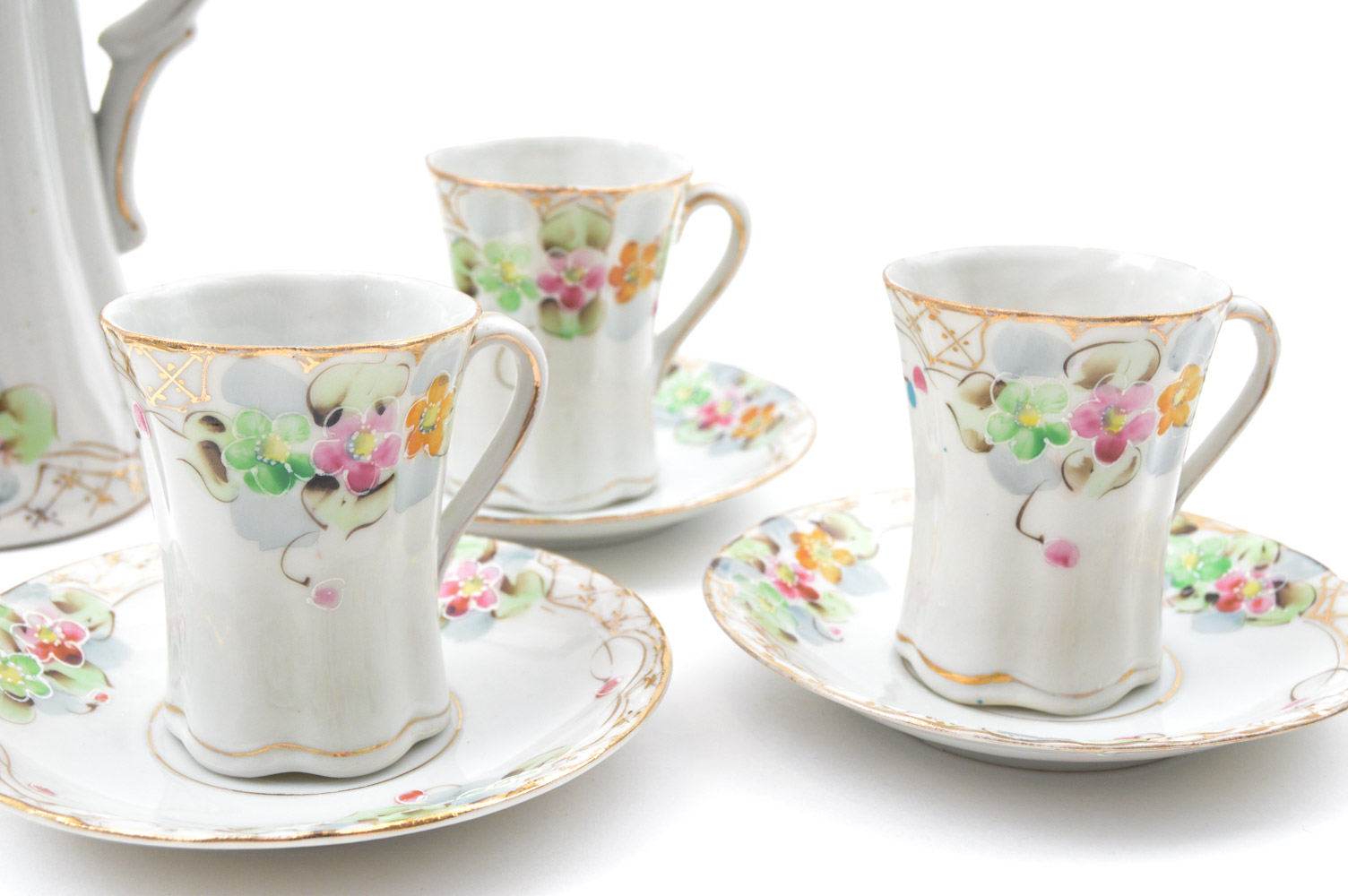 Vintage Hand-painted Porcelain Japanese Bibi Chocolate Set