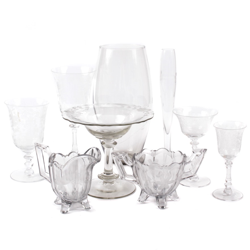 Vintage Etched Glassware Featuring Heisey