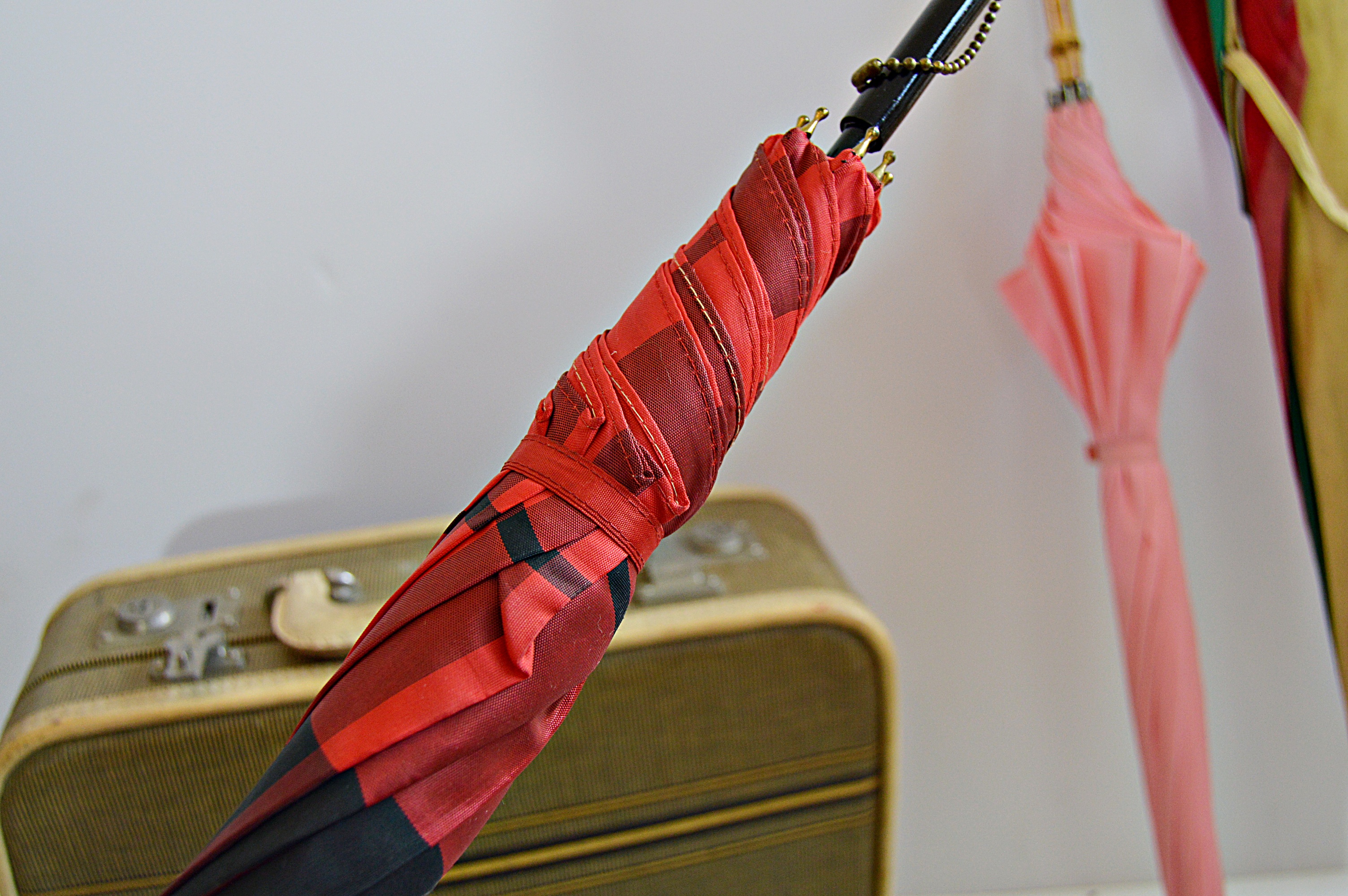 Vintage Umbrellas and Suitcase