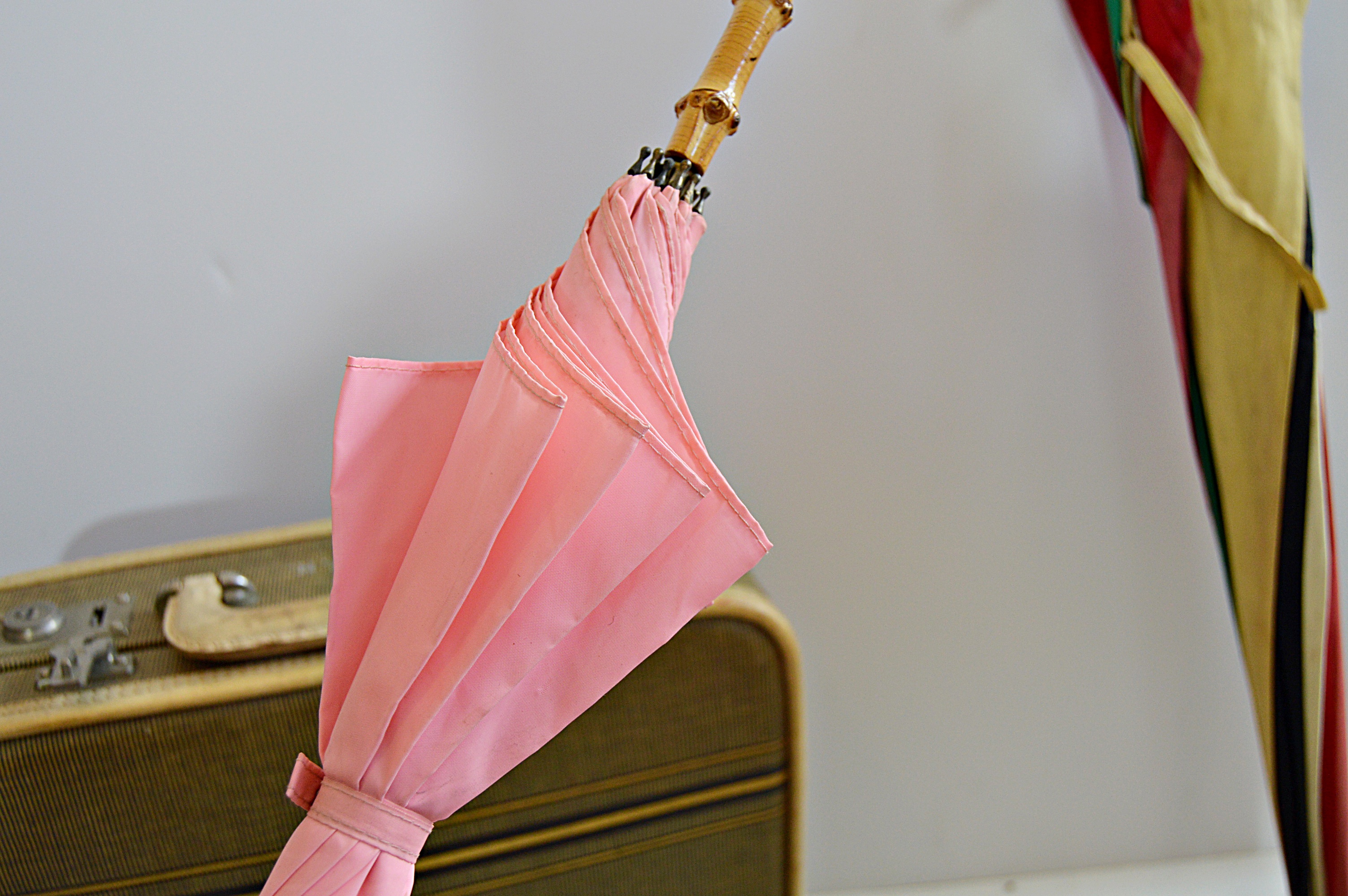 Vintage Umbrellas and Suitcase