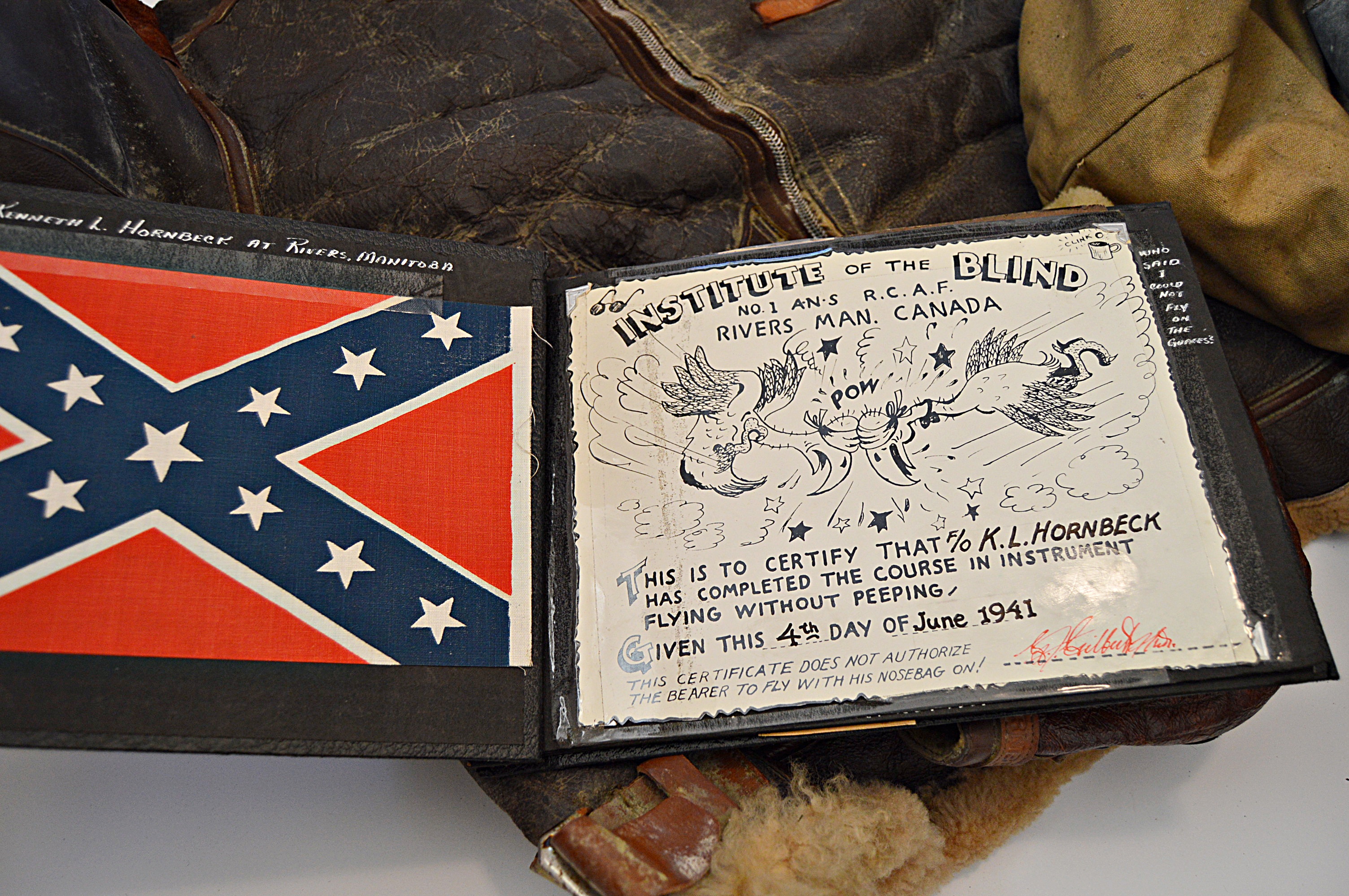 WWII Army Air Force Naval Aviator Sheepskin Winter Flight Jacket, Cap, Parachute