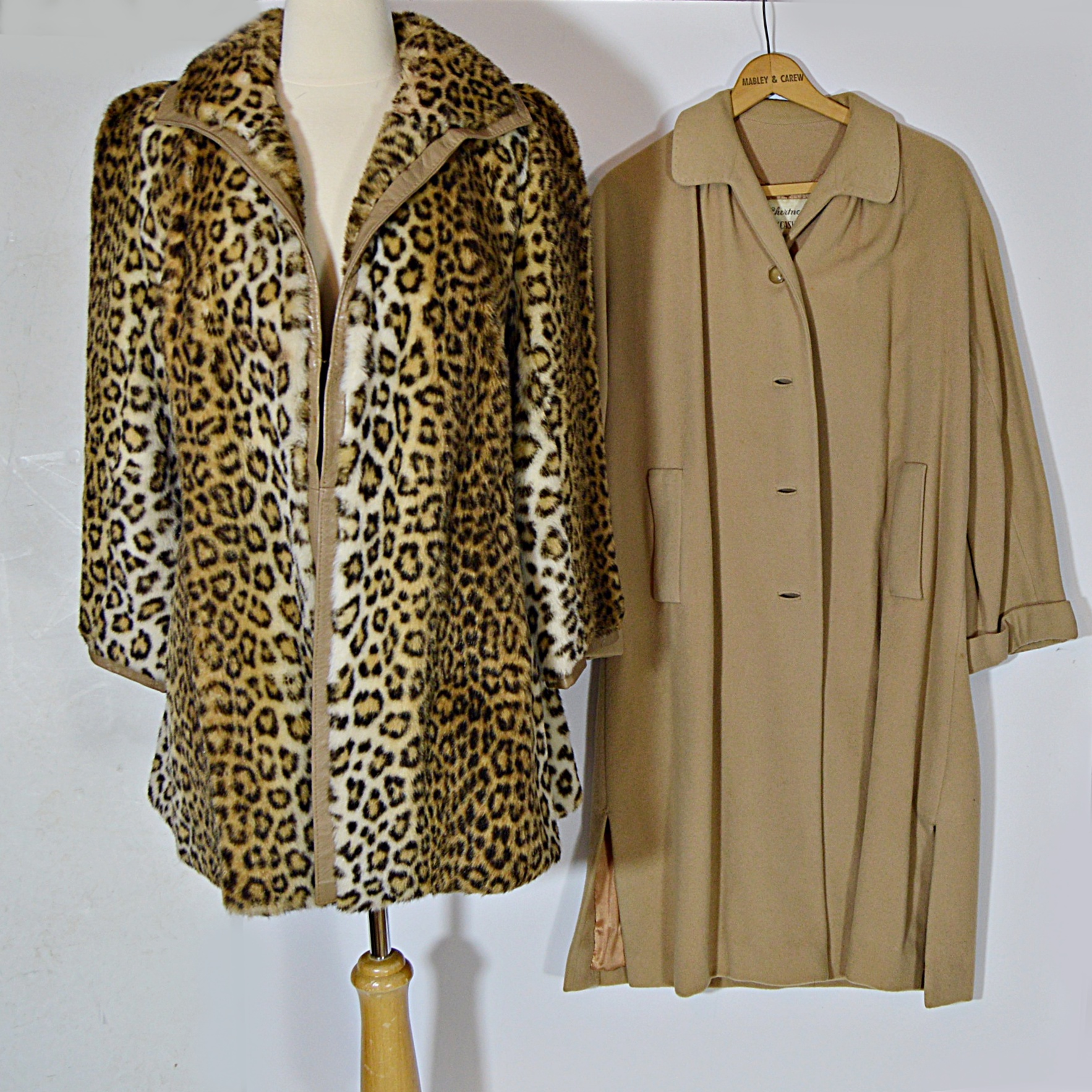 Vintage Lilli Ann Faux Leopard Fur Coat and Giddings Cashmere Coat