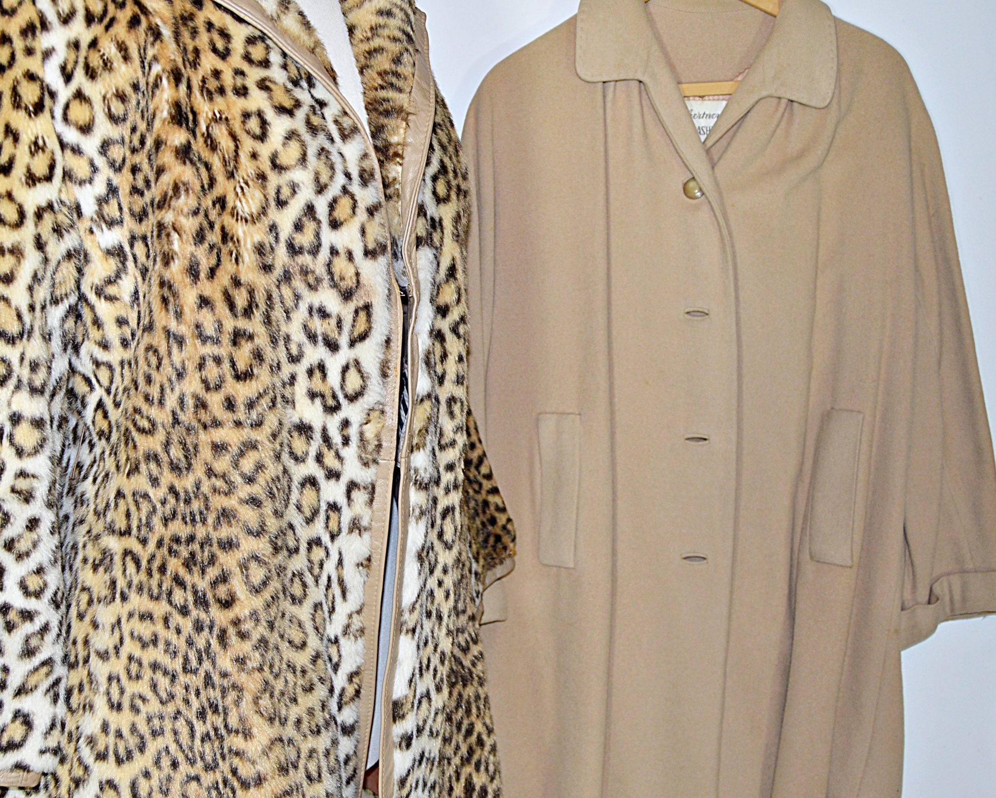 Vintage Lilli Ann Faux Leopard Fur Coat and Giddings Cashmere Coat