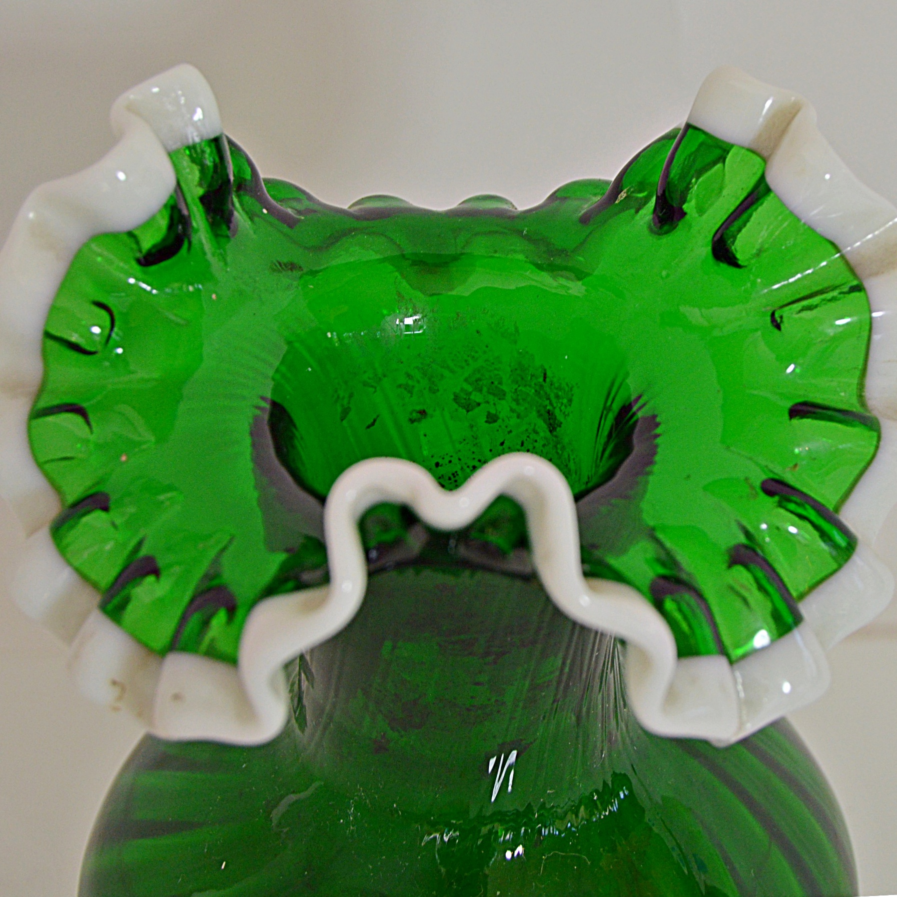 Vintage Fenton Green Glass Vase