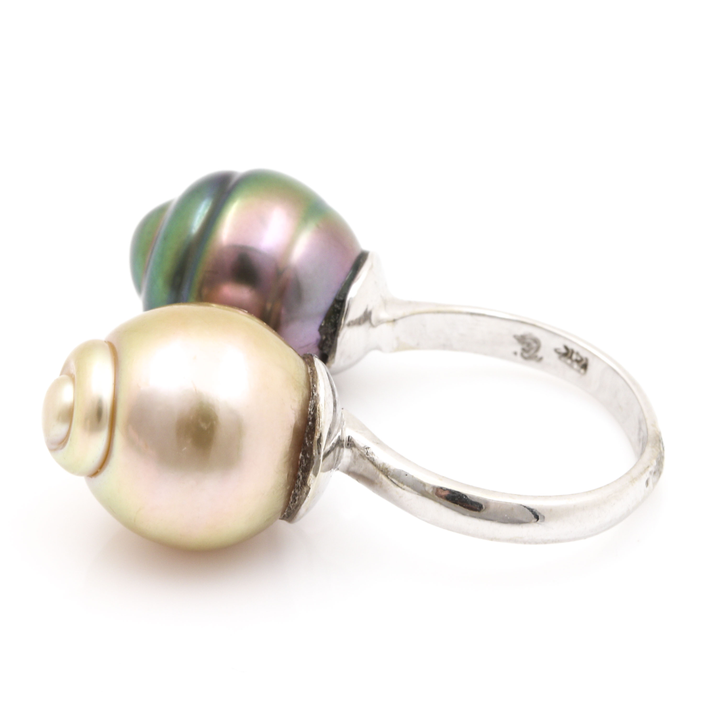 14K White Gold Moi et Toi Cultured Pearl Ring