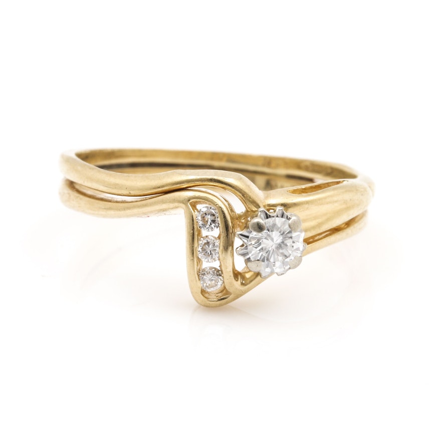 VORR 14K Yellow Gold Diamond Wedding Ring Set