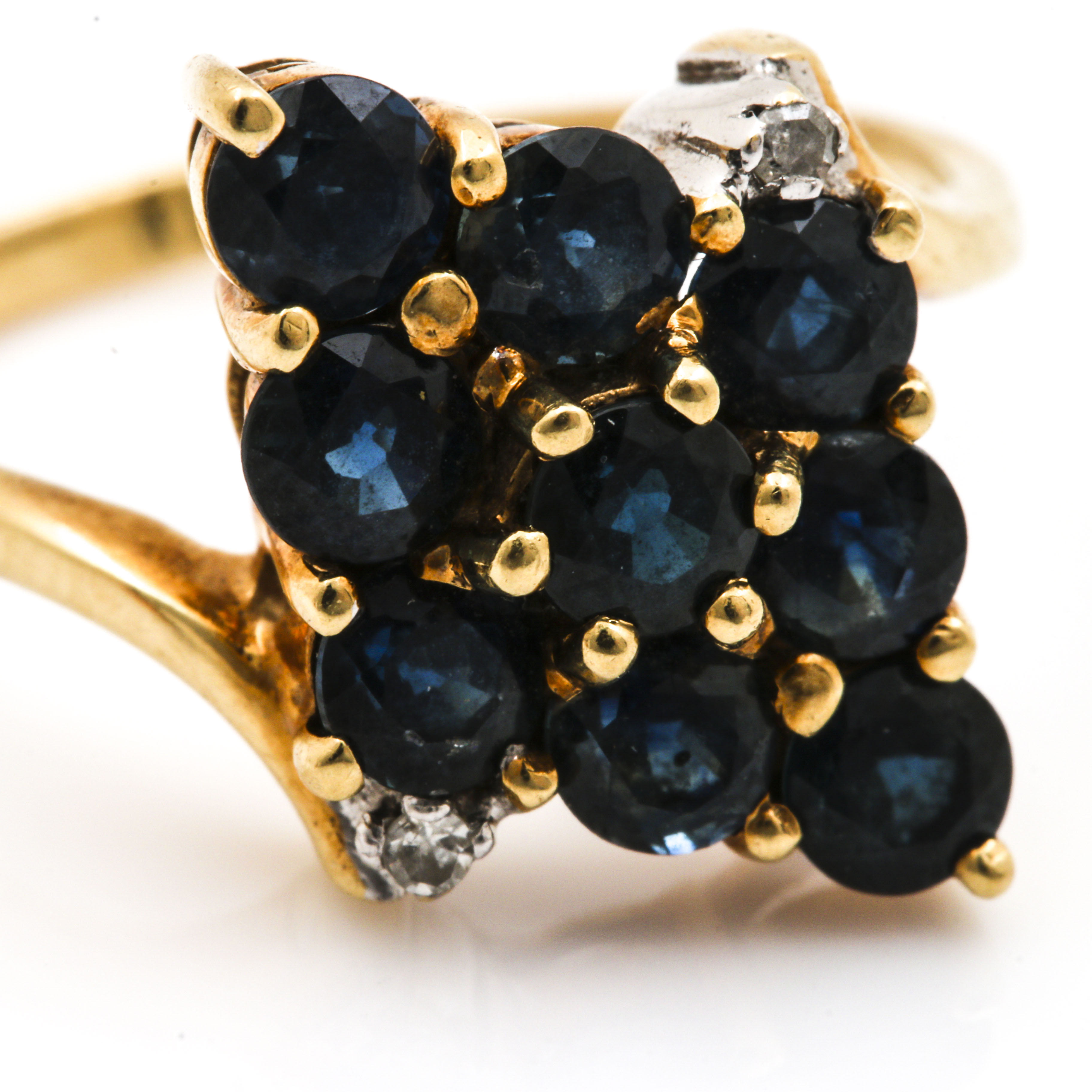 14K Yellow Gold Sapphire and Diamond Ring