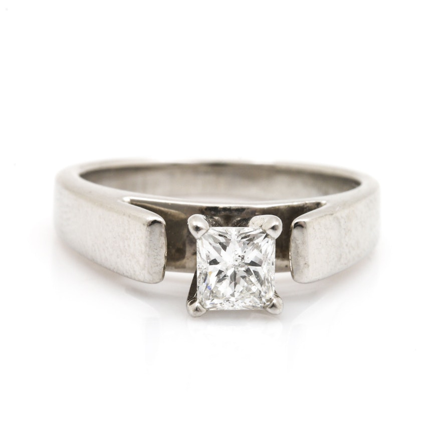 Platinum 0.50 CT Diamond Solitaire Ring