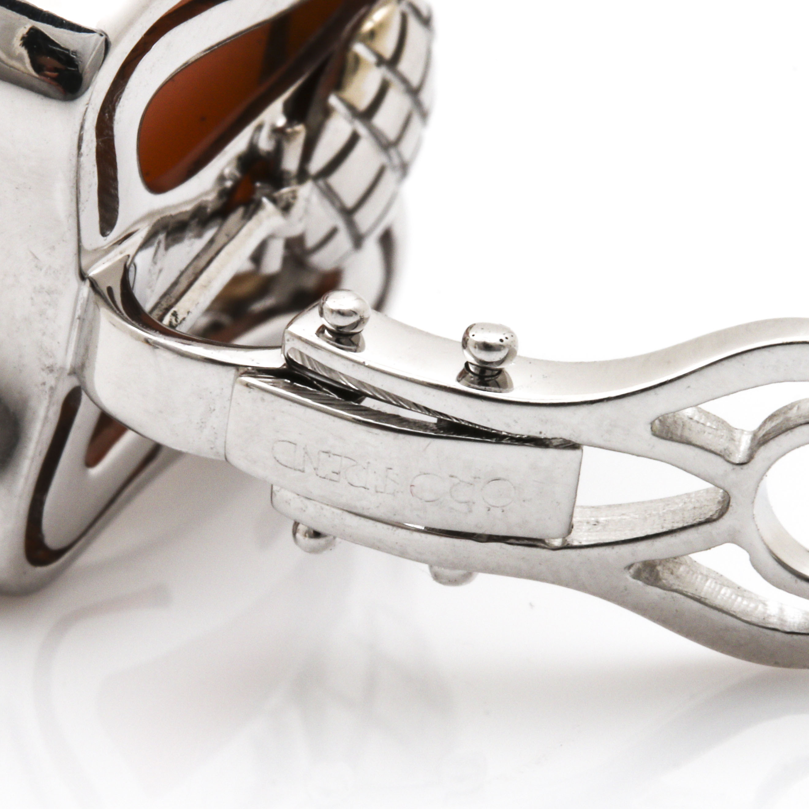 ORO Trend 18K White Gold Coral and Diamond Earrings