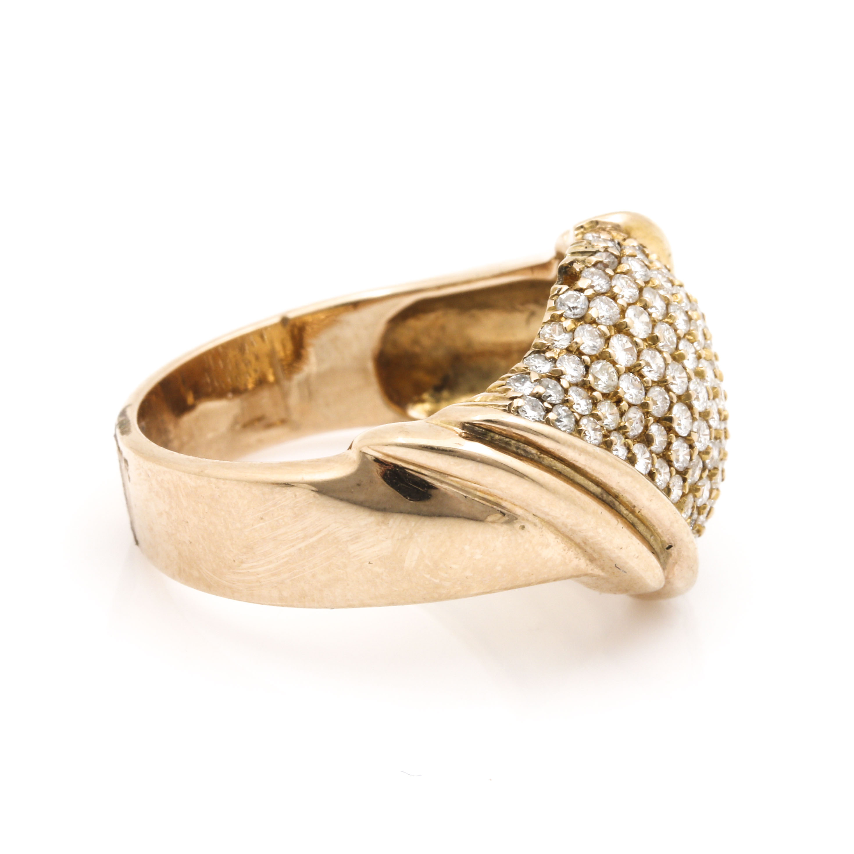 14K Yellow Gold Pavé Set 1.30 CTW Diamond Ring