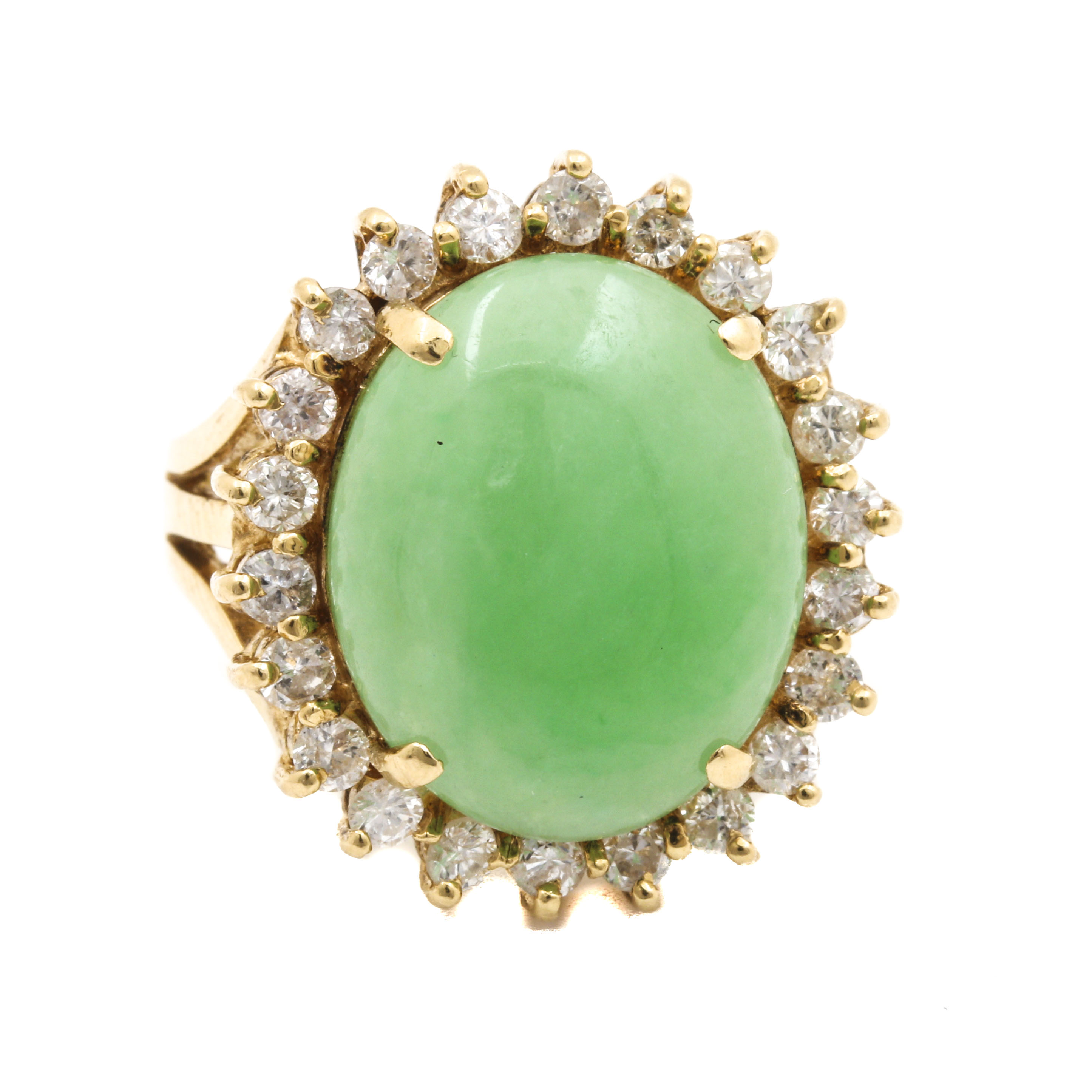 18K Yellow Gold Jadeite and Diamond Ring