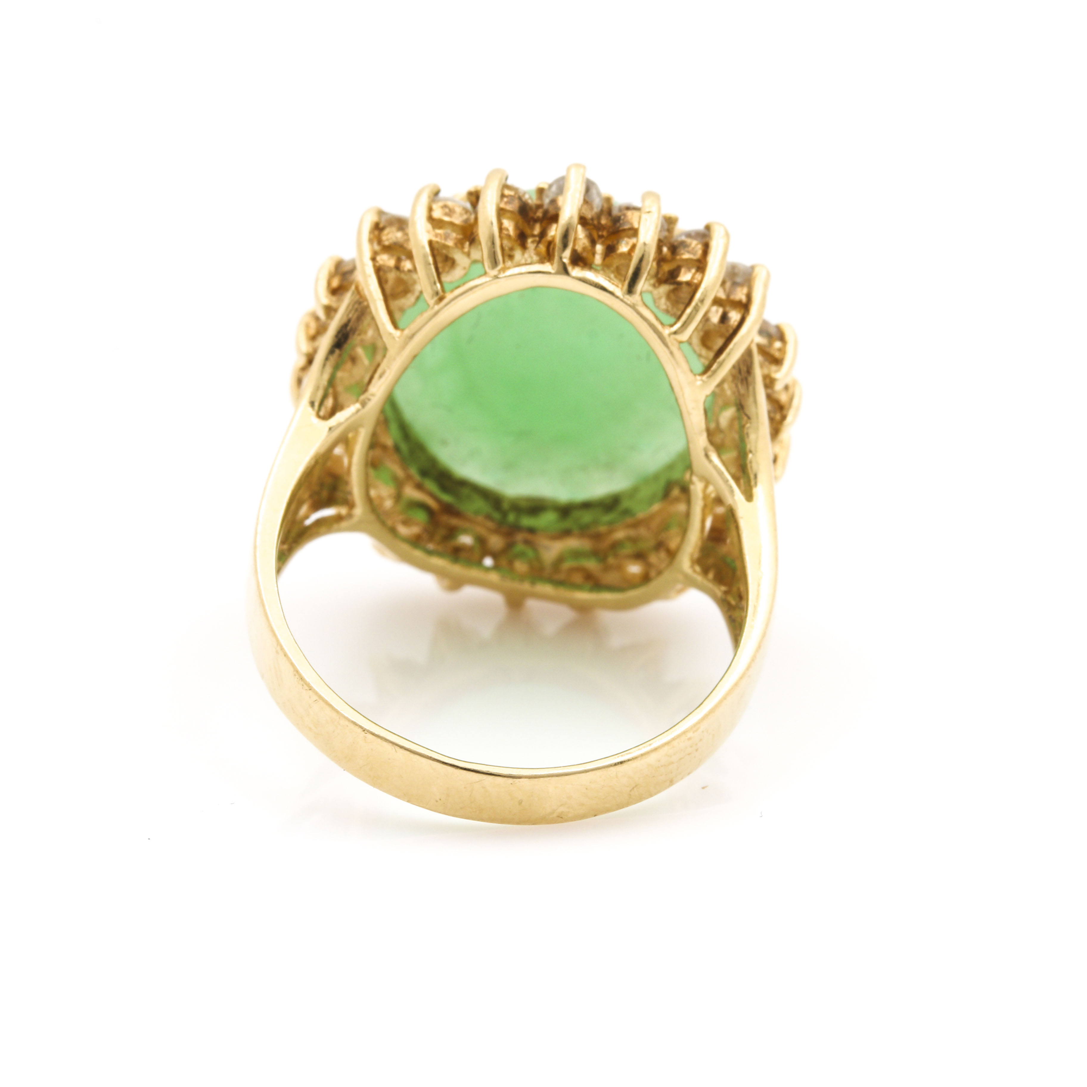18K Yellow Gold Jadeite and Diamond Ring