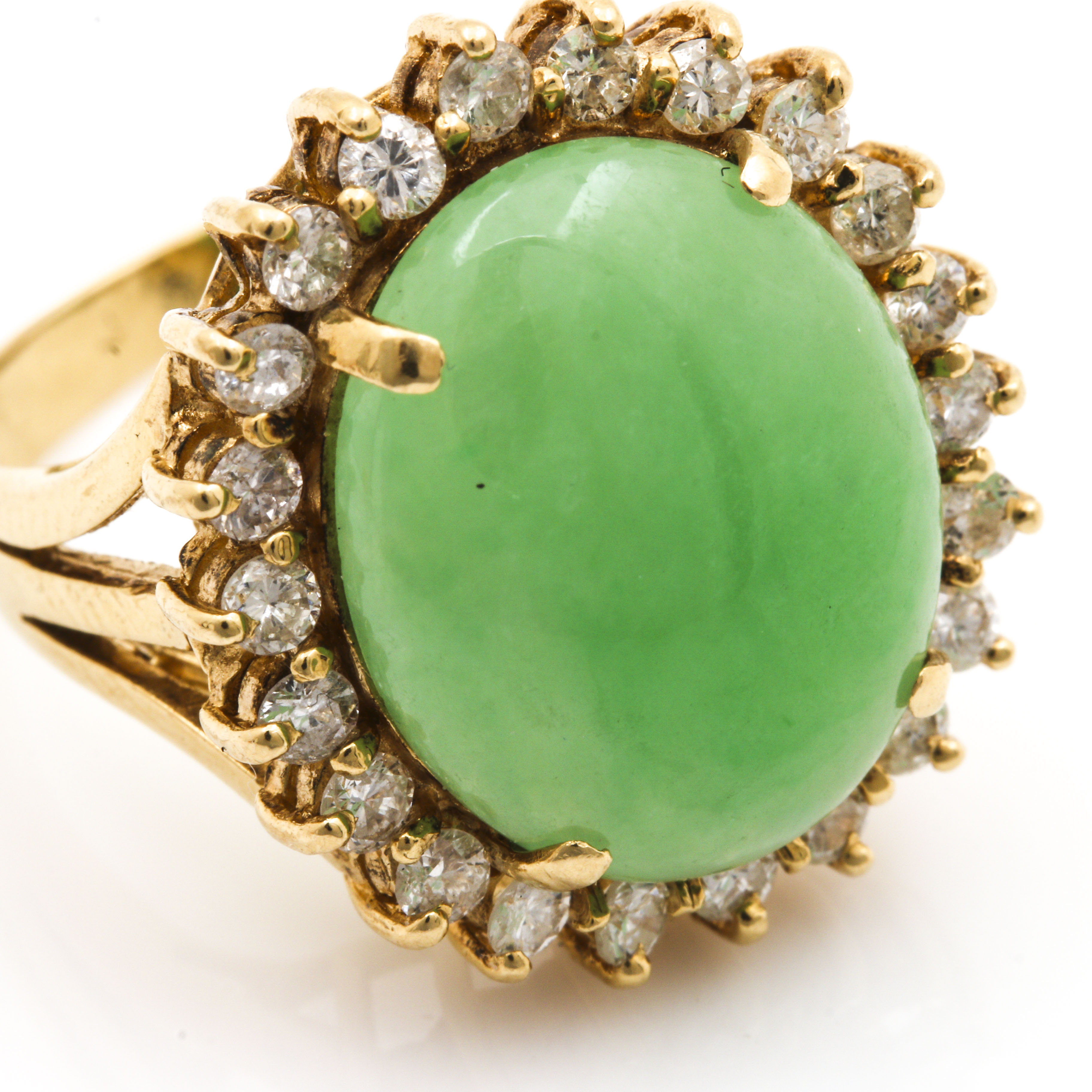 18K Yellow Gold Jadeite and Diamond Ring