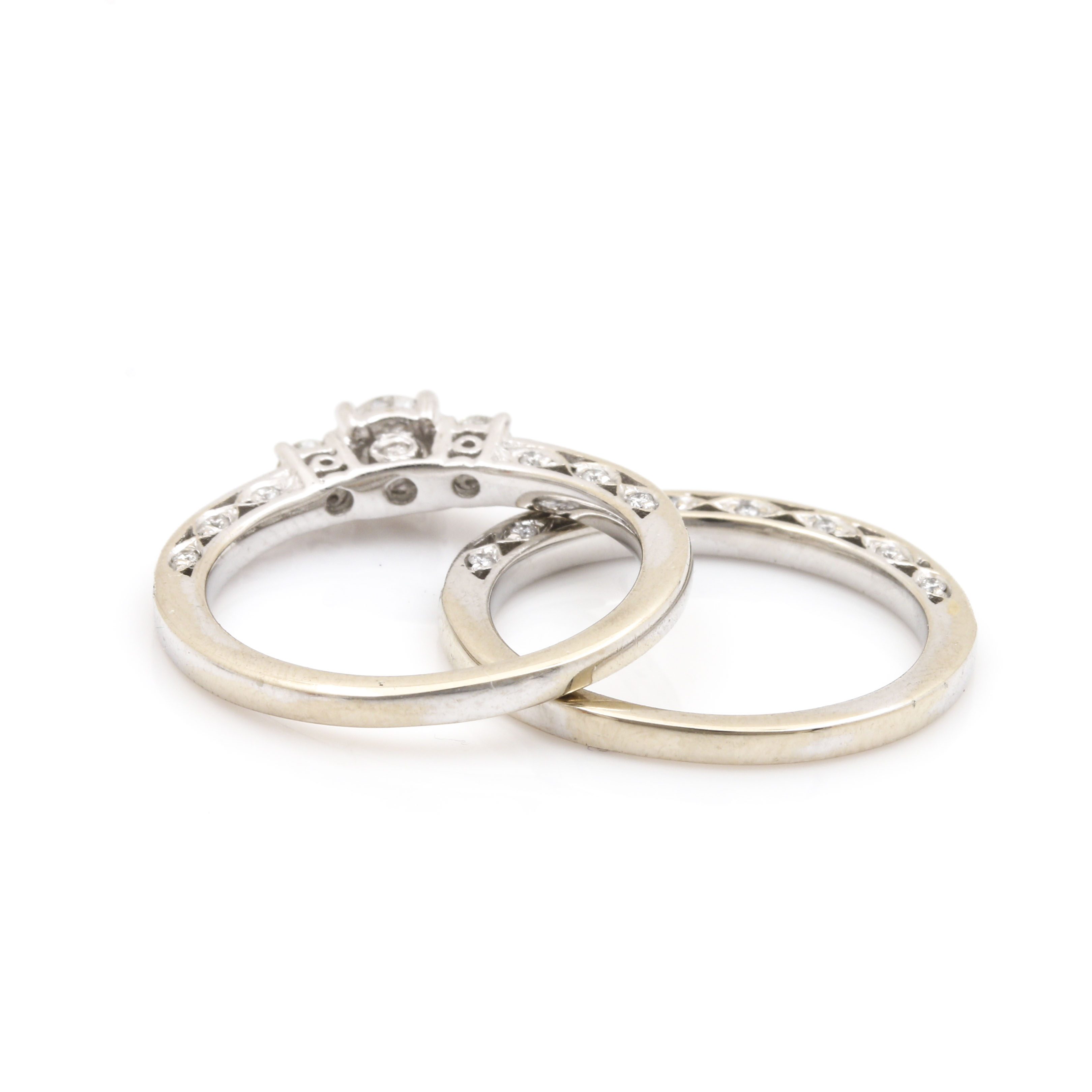 14K White Gold 0.99 CTW Diamond Bridal Ring Set