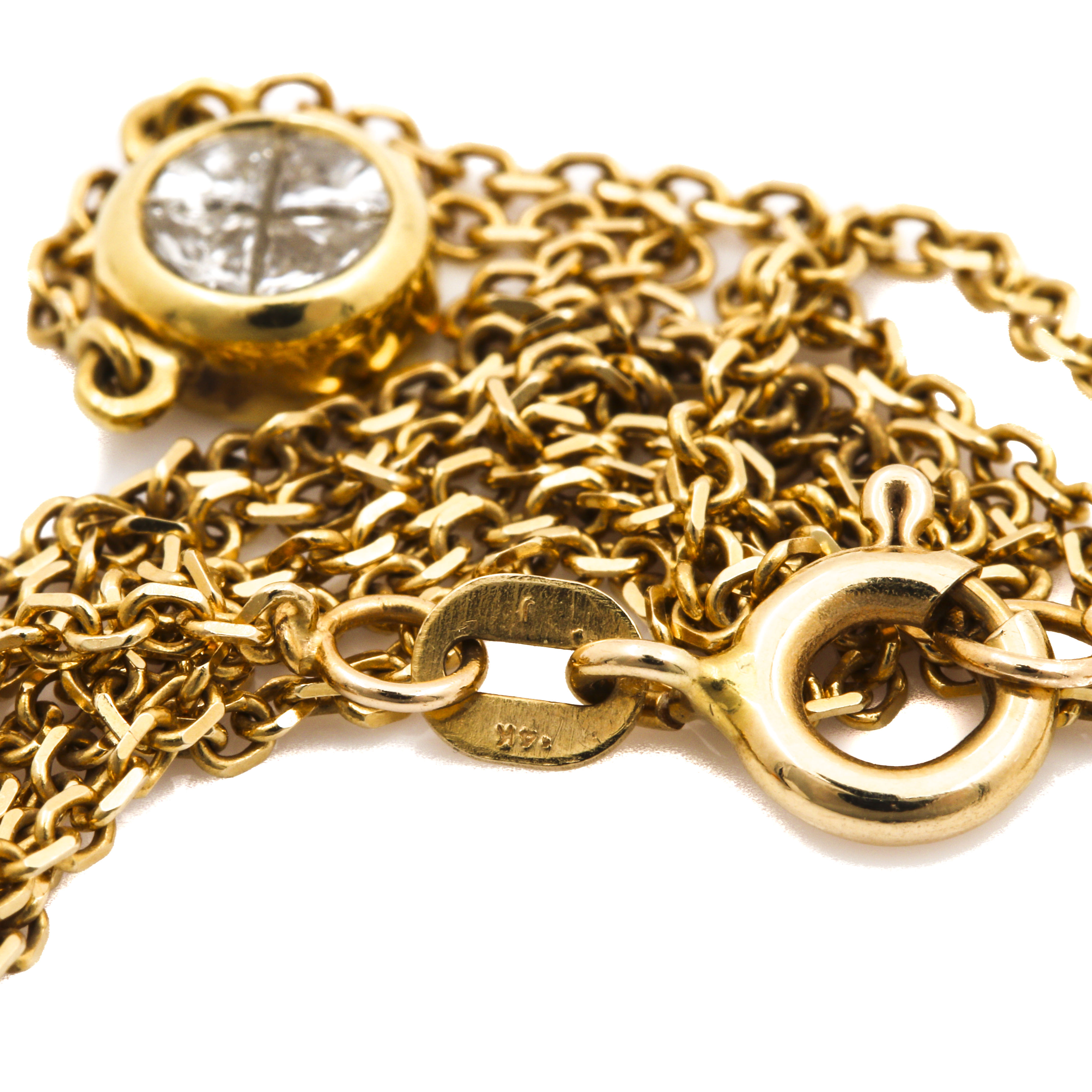 14K and 18K Yellow Gold Diamond Necklace