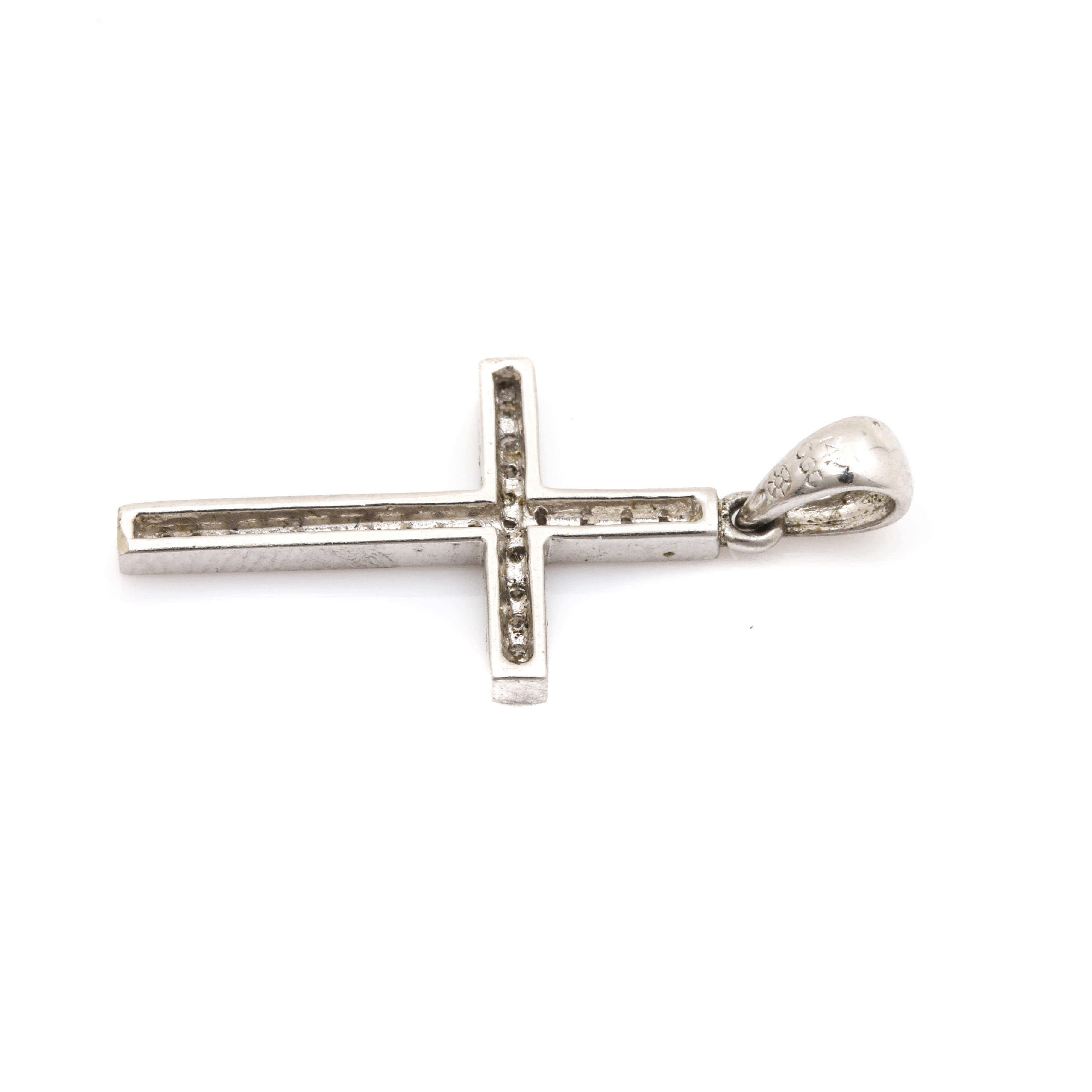 14K White Gold Diamond Cross Pendant