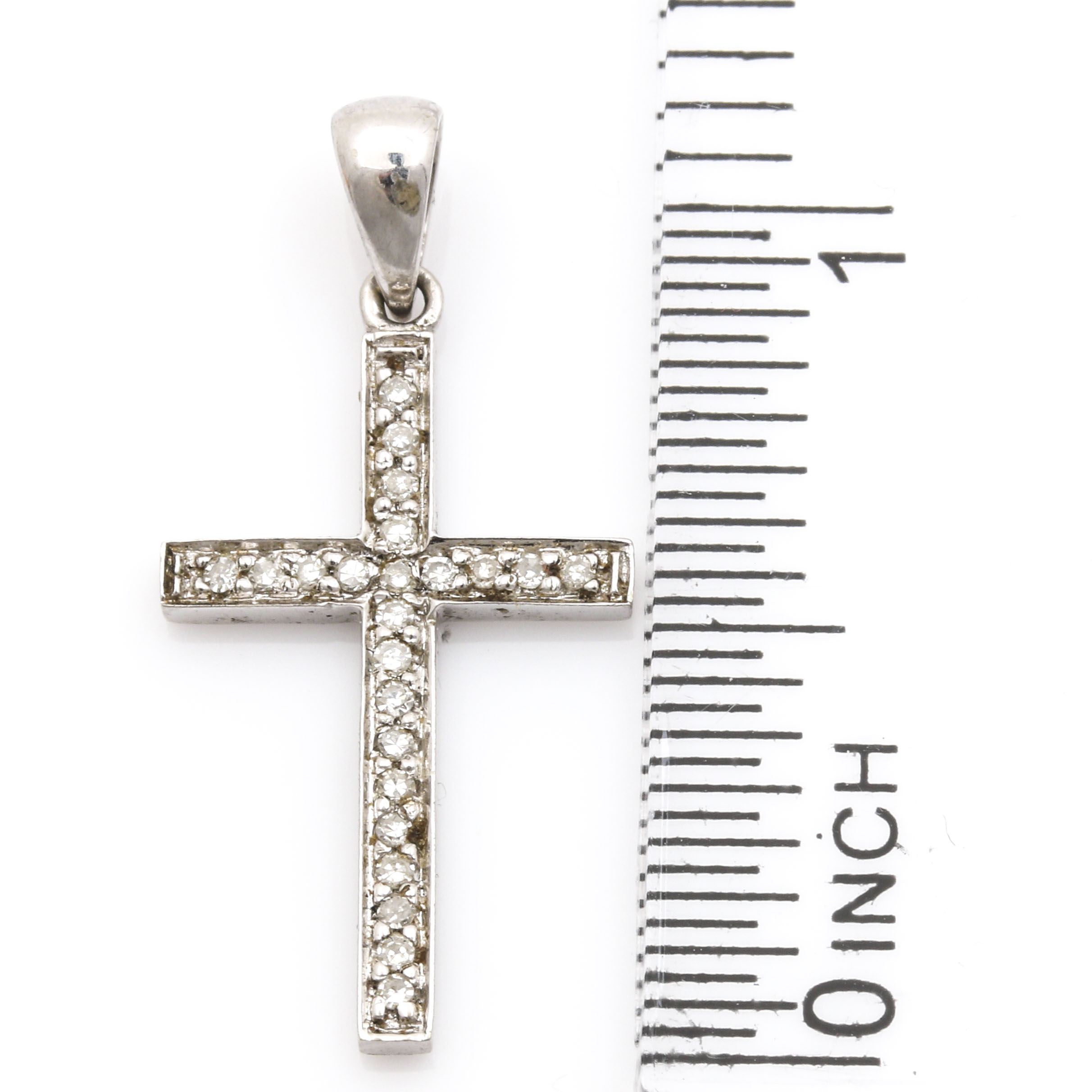 14K White Gold Diamond Cross Pendant