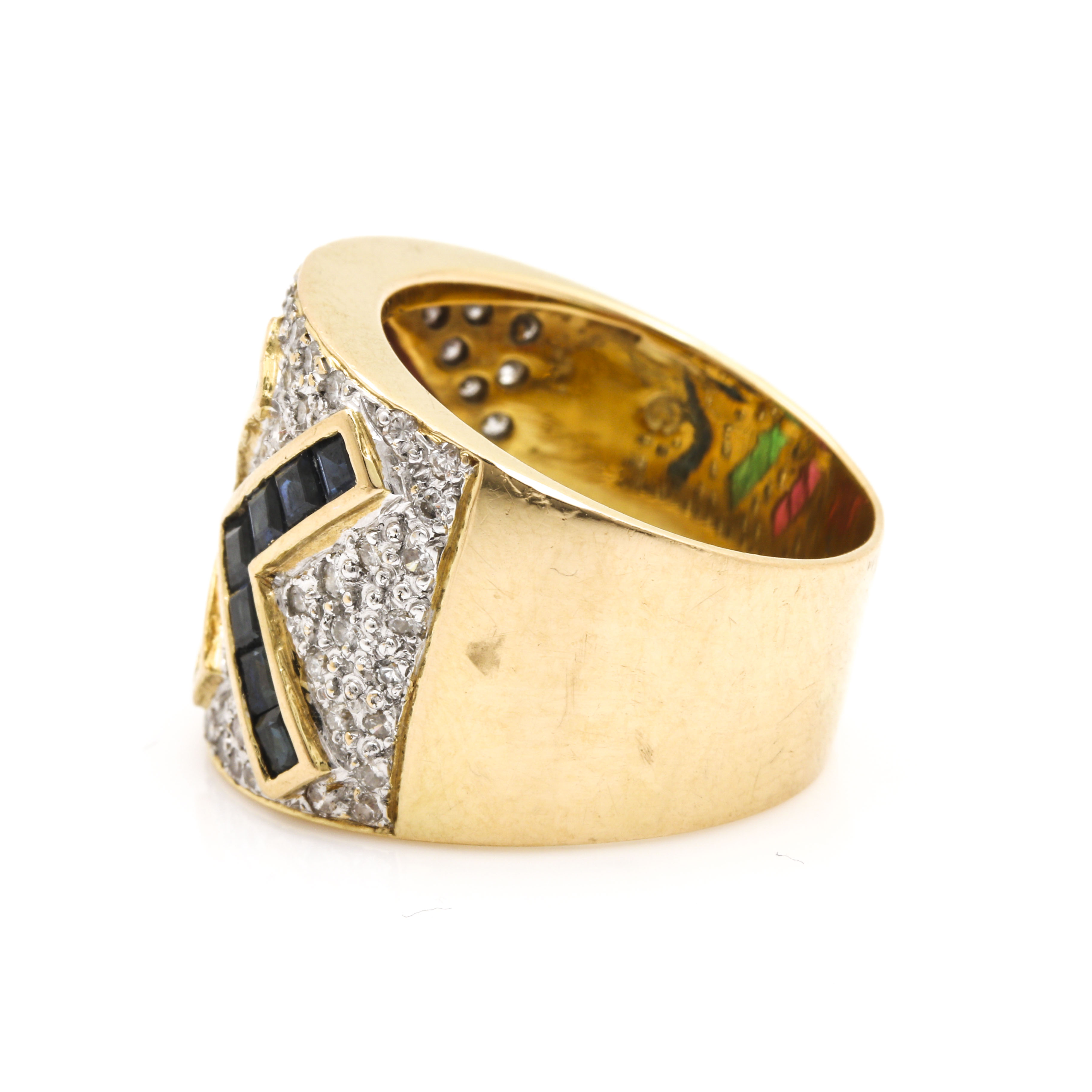 18K Yellow Gold Gemstone and 0.96 CTW Diamond Ring