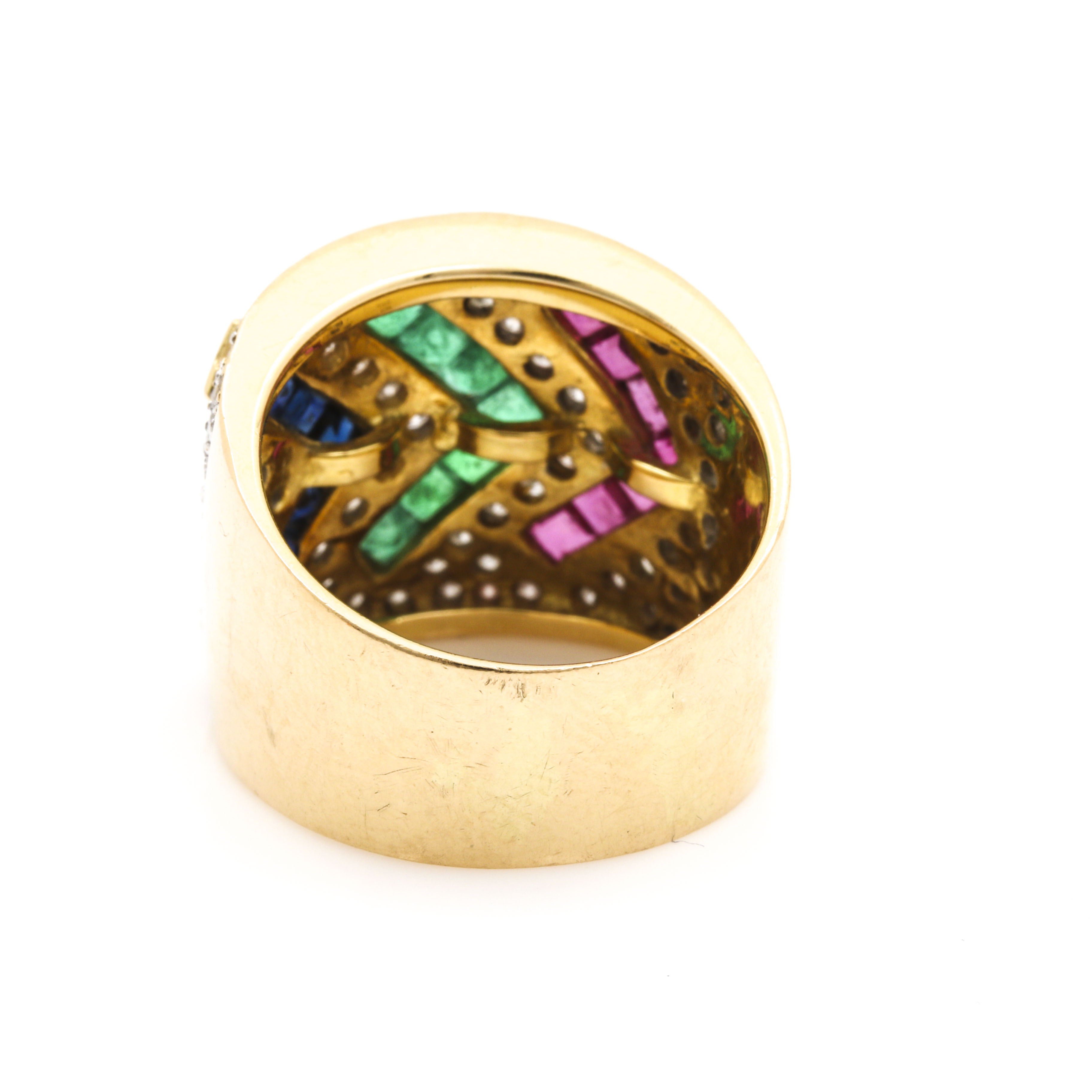 18K Yellow Gold Gemstone and 0.96 CTW Diamond Ring