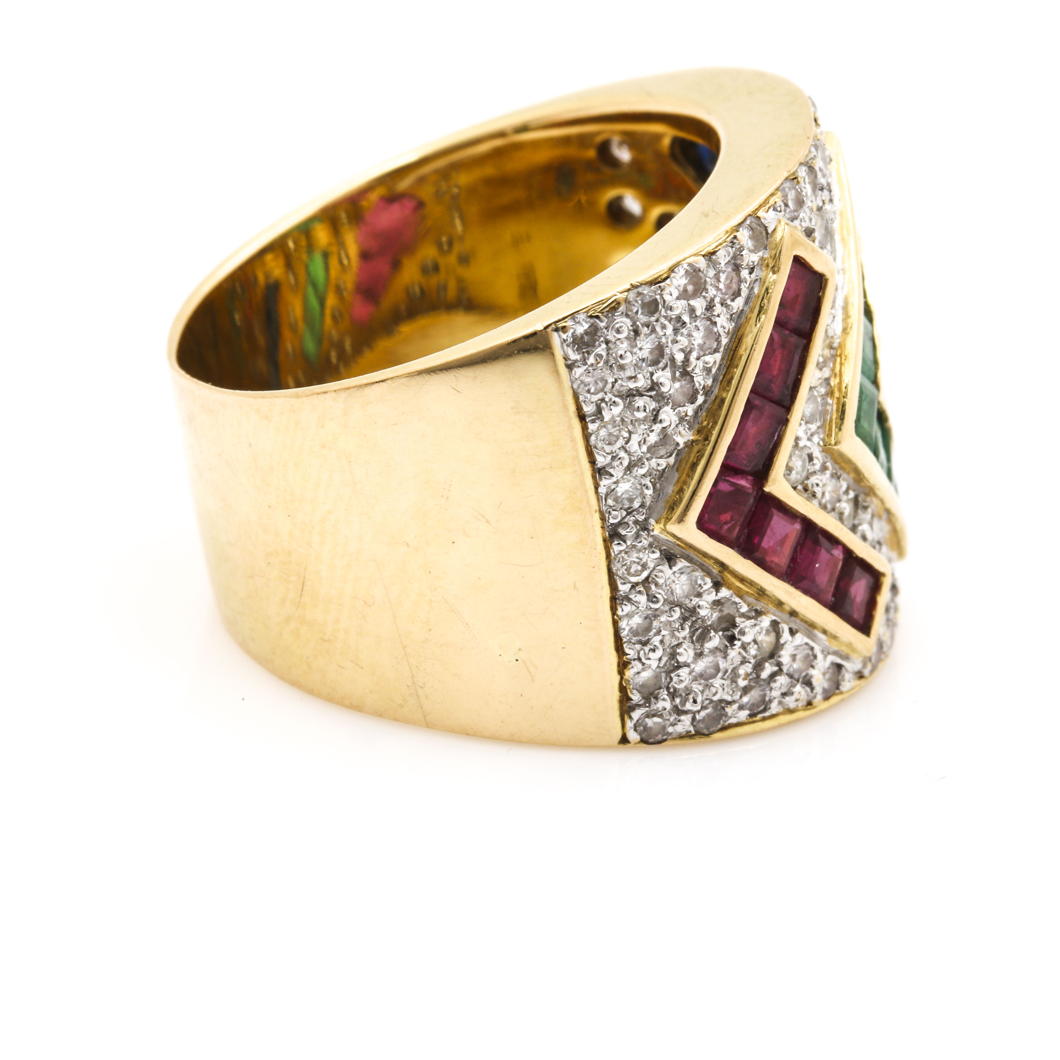 18K Yellow Gold Gemstone and 0.96 CTW Diamond Ring