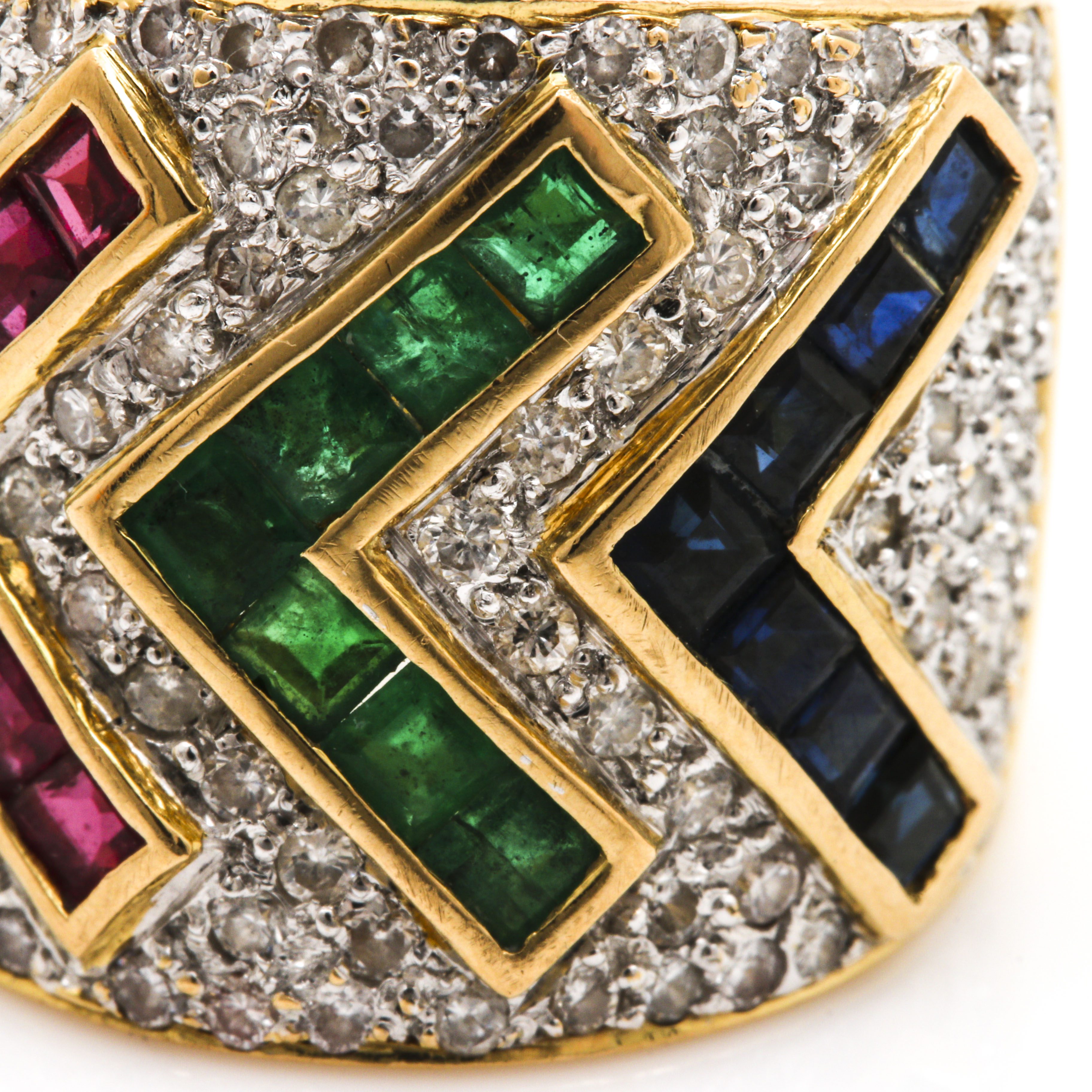 18K Yellow Gold Gemstone and 0.96 CTW Diamond Ring