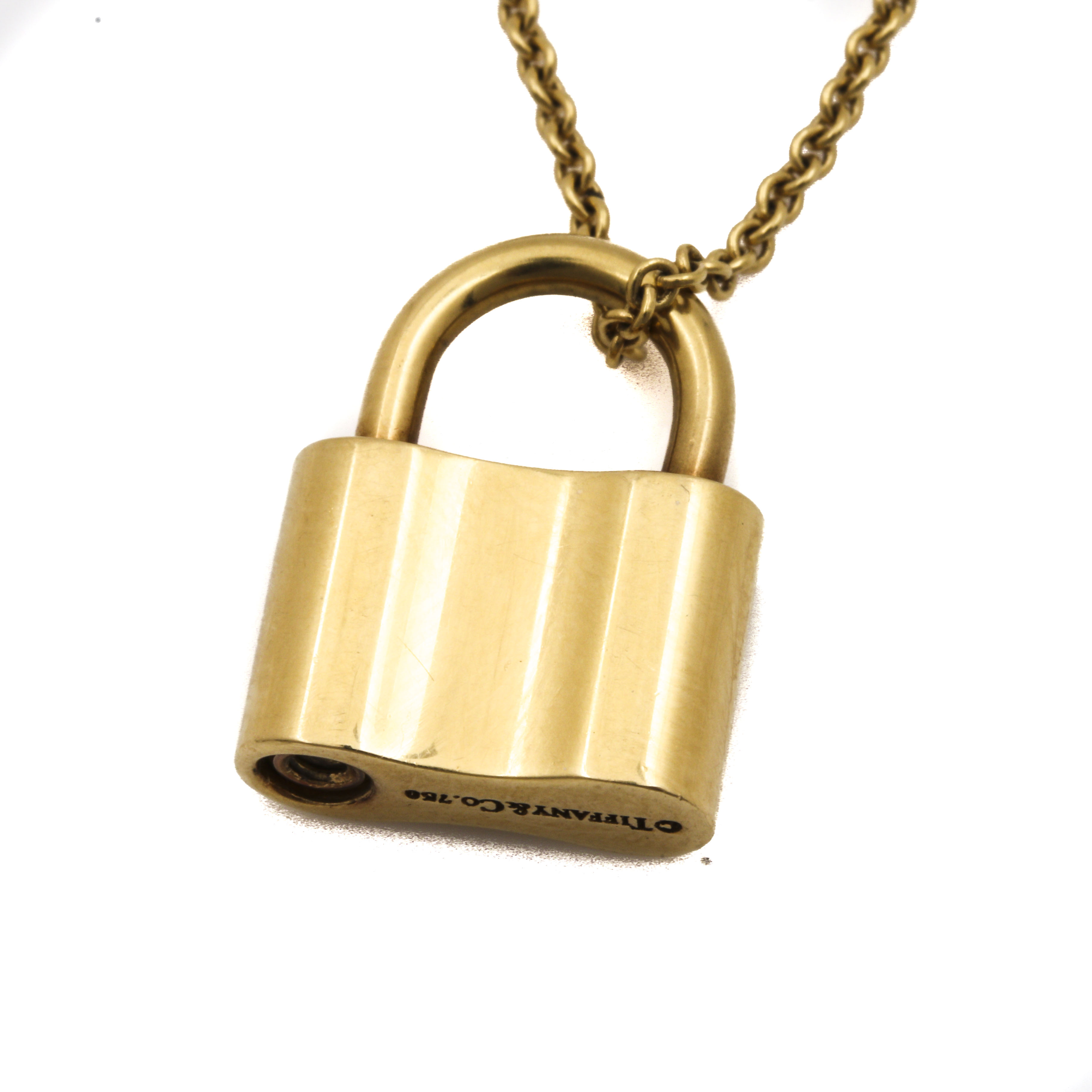 Tiffany & Co. 18K Yellow Gold Lock Pendant Necklace