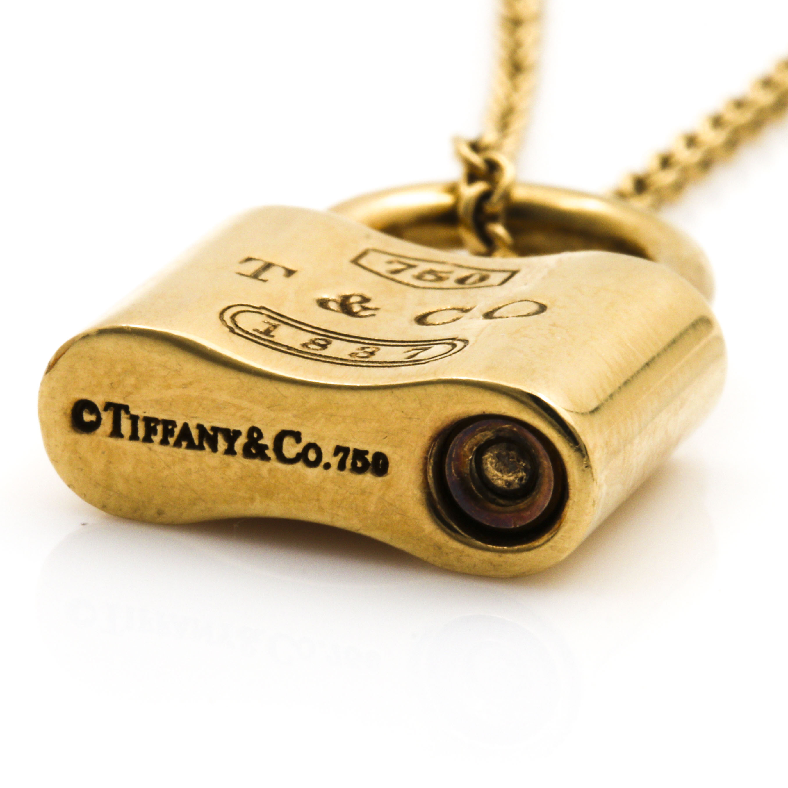 Tiffany & Co. 18K Yellow Gold Lock Pendant Necklace