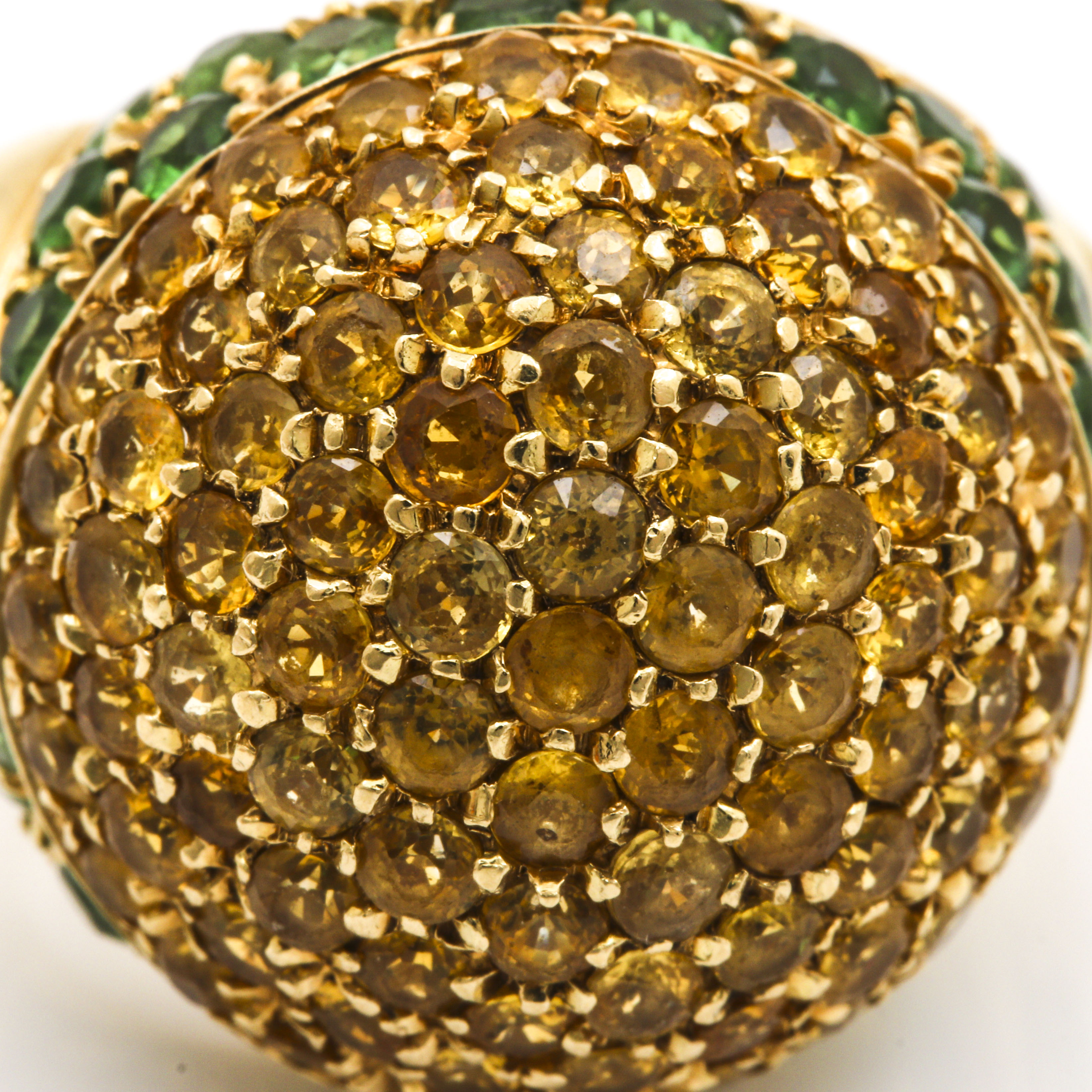 18K Yellow Gold Tsavorite Garnet and Yellow Sapphire Cocktail Ring