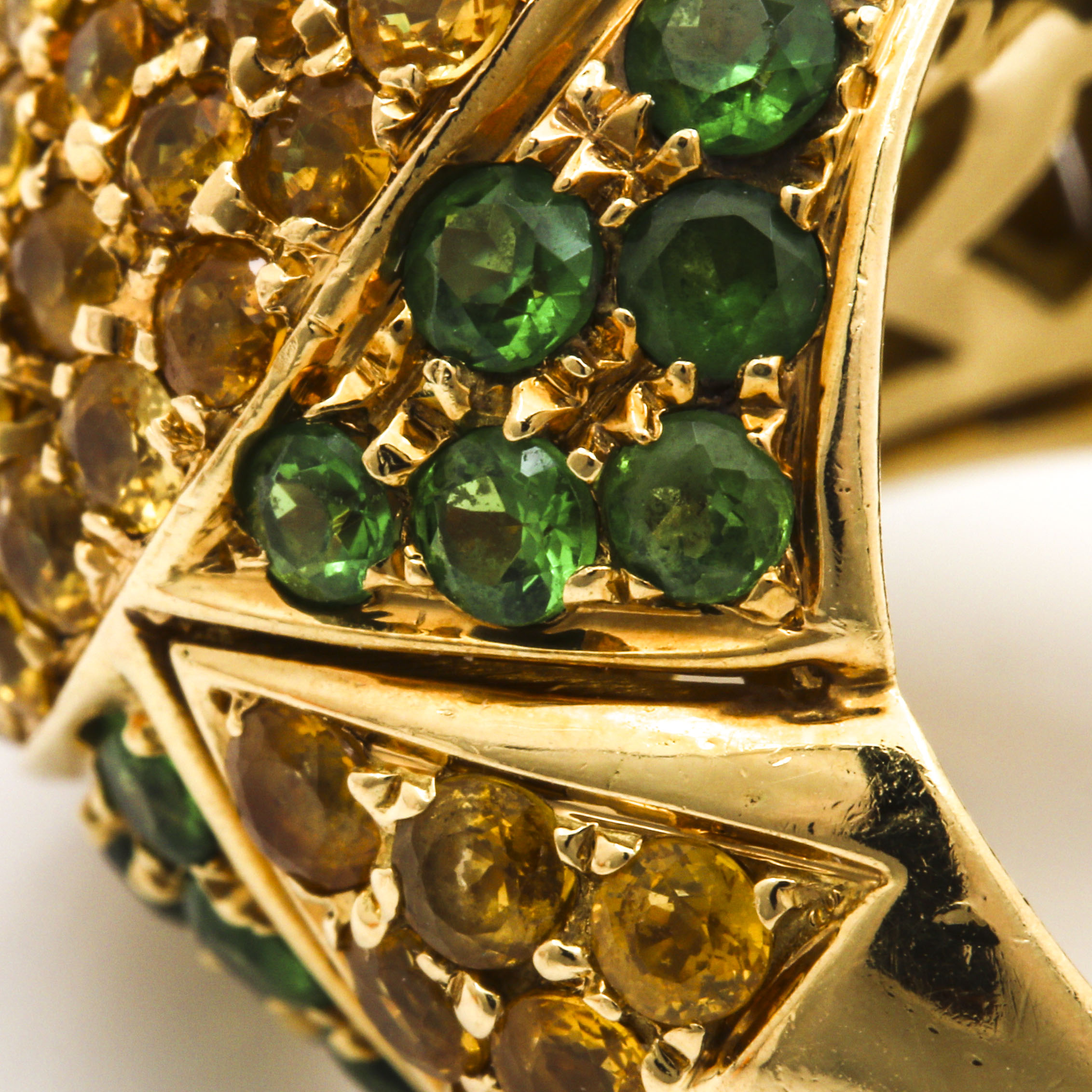 18K Yellow Gold Tsavorite Garnet and Yellow Sapphire Cocktail Ring