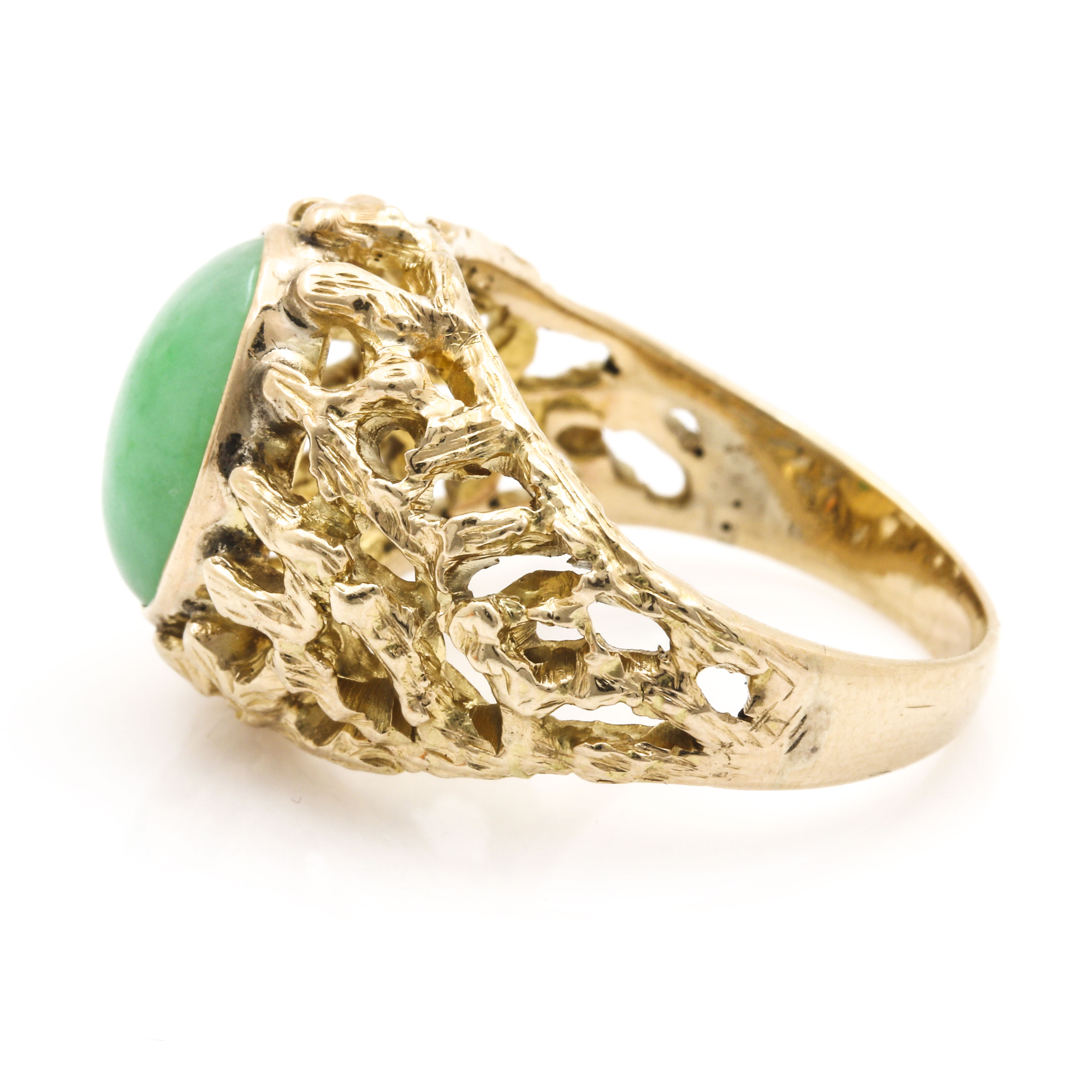 14K Yellow Gold Jadeite Dome Ring