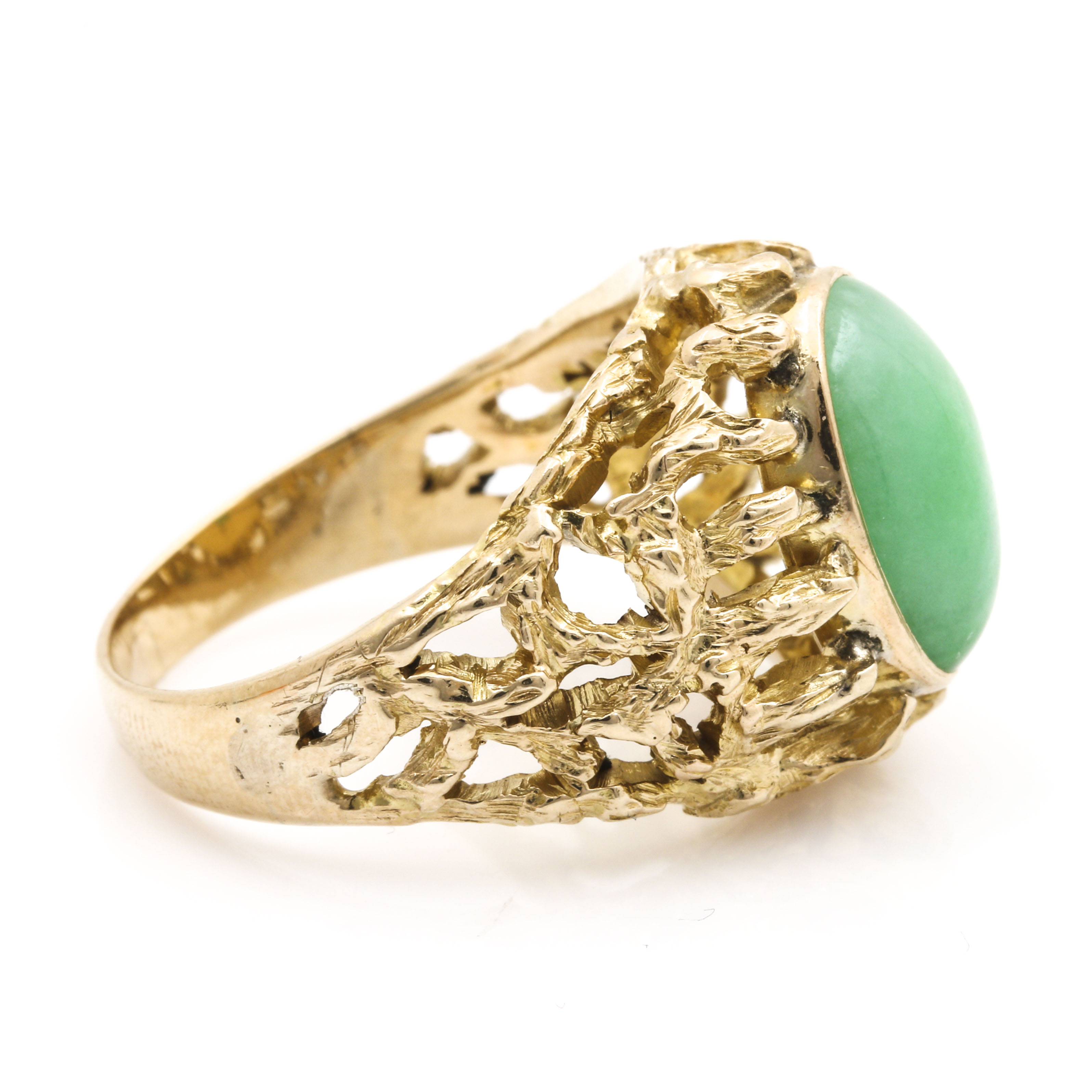 14K Yellow Gold Jadeite Dome Ring