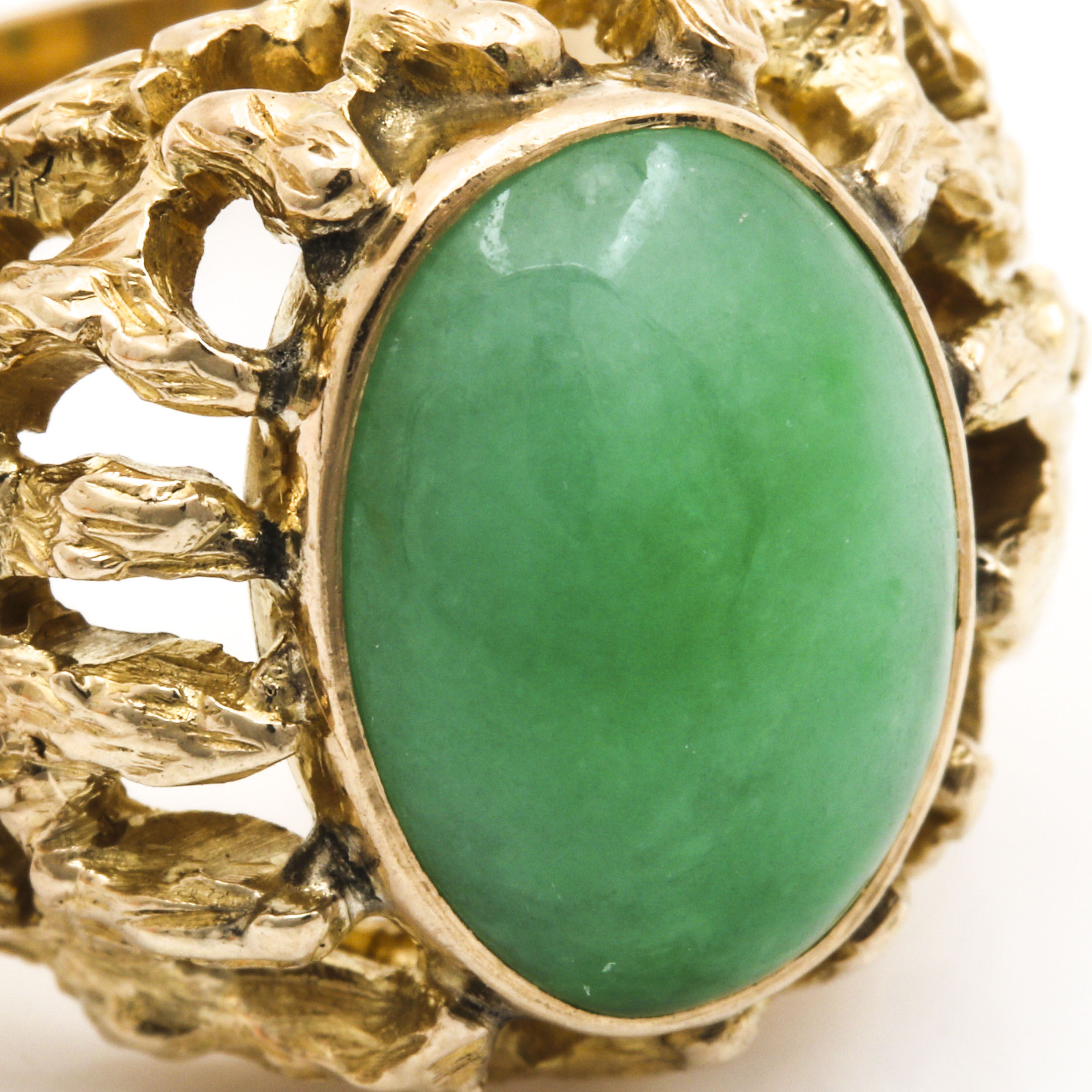 14K Yellow Gold Jadeite Dome Ring