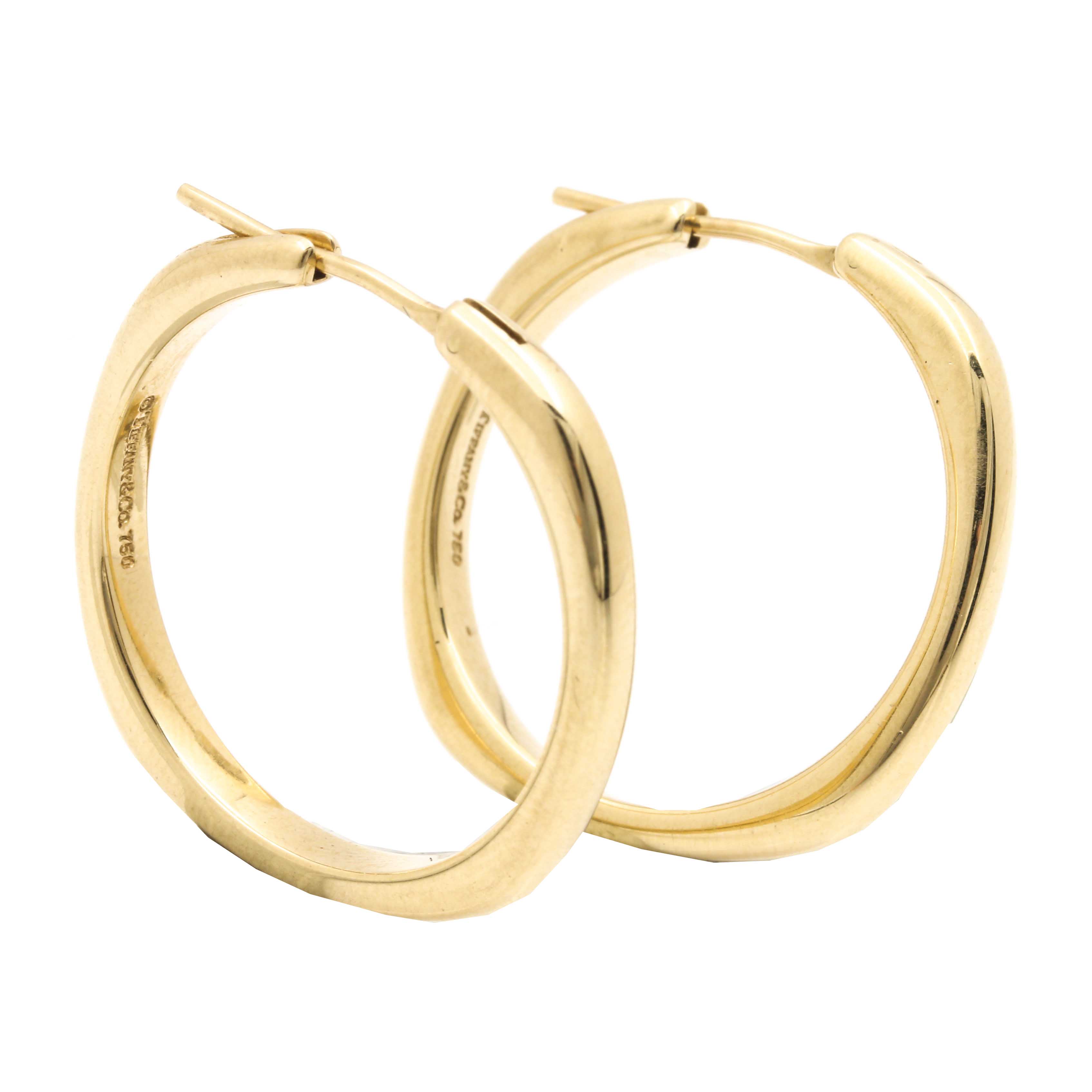 Tiffany & Co. 18K Yellow Gold Square Cushion Hoop Earrings