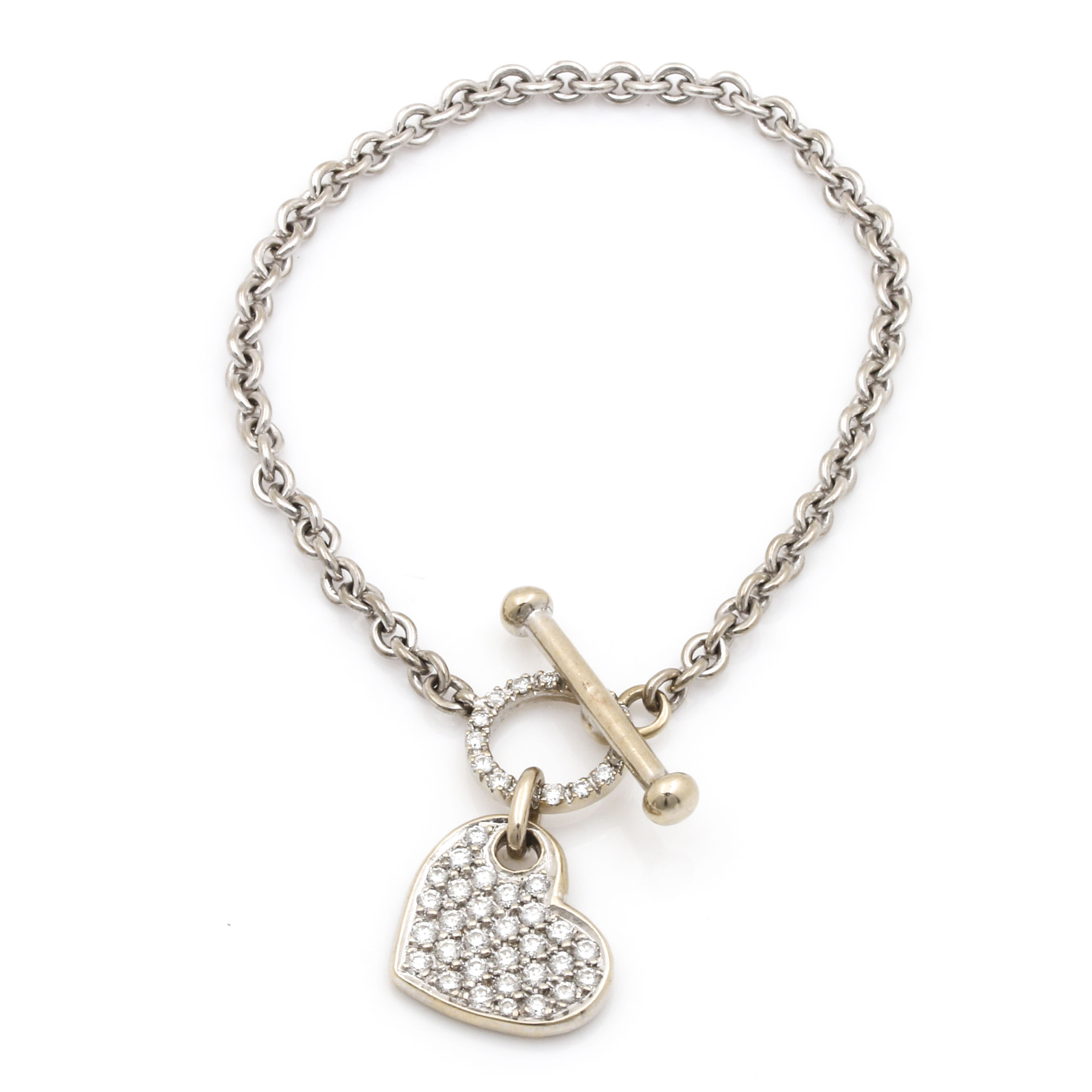 18K White Gold 1.25 CTW Diamond Heart Bracelet