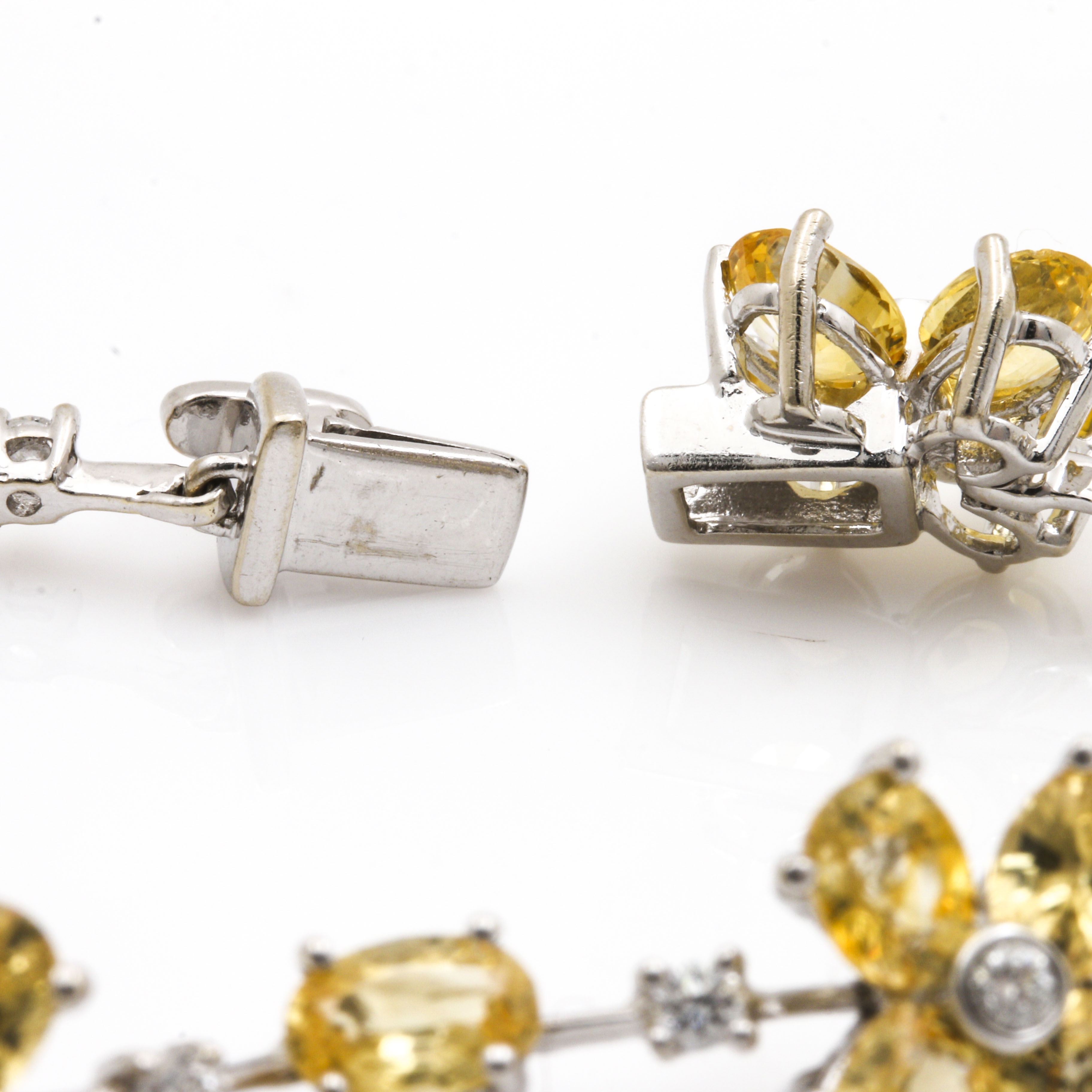 18K White Gold Fancy Yellow Sapphire and Diamond Bracelet