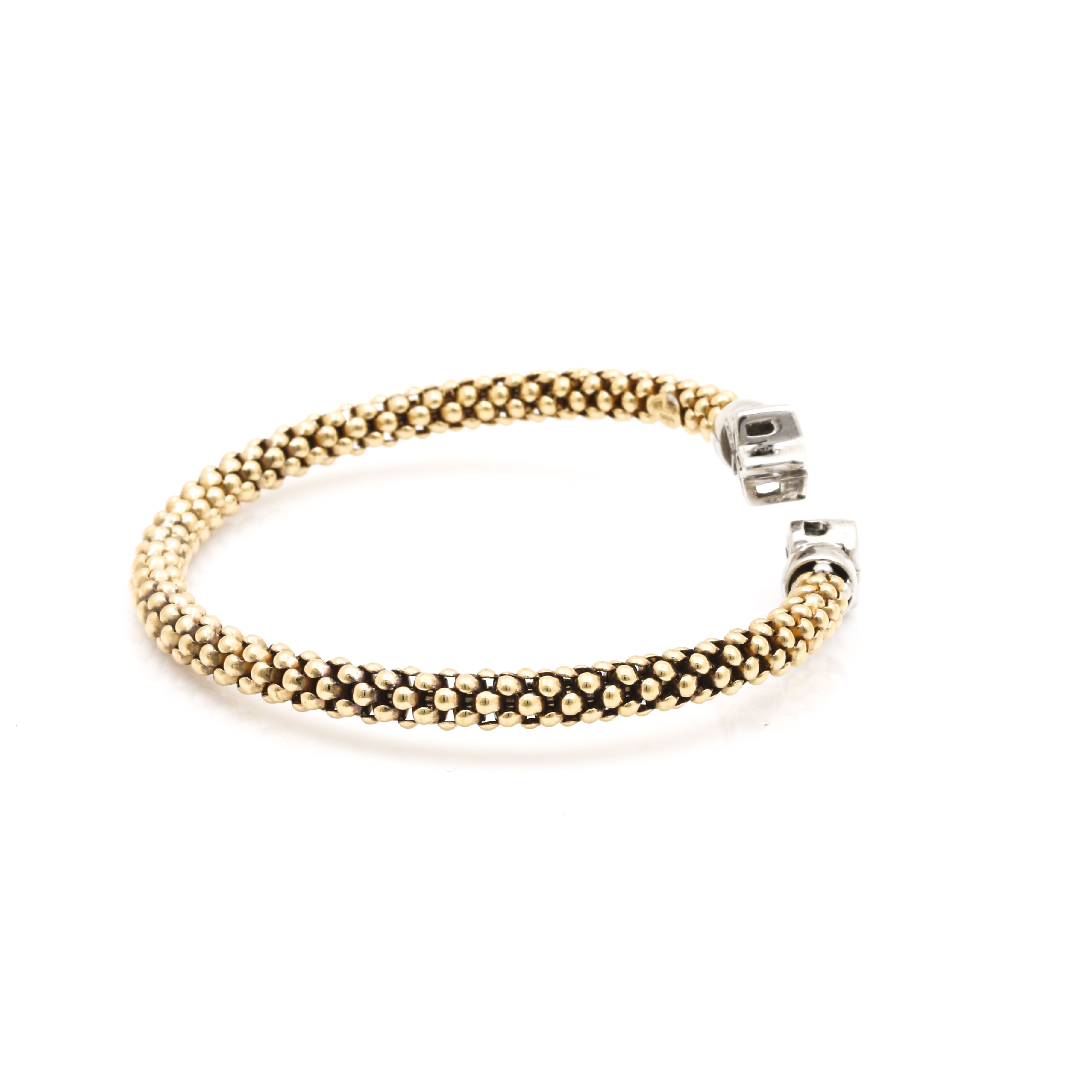 14K Yellow Gold Popcorn Bracelet with White Gold Accents
