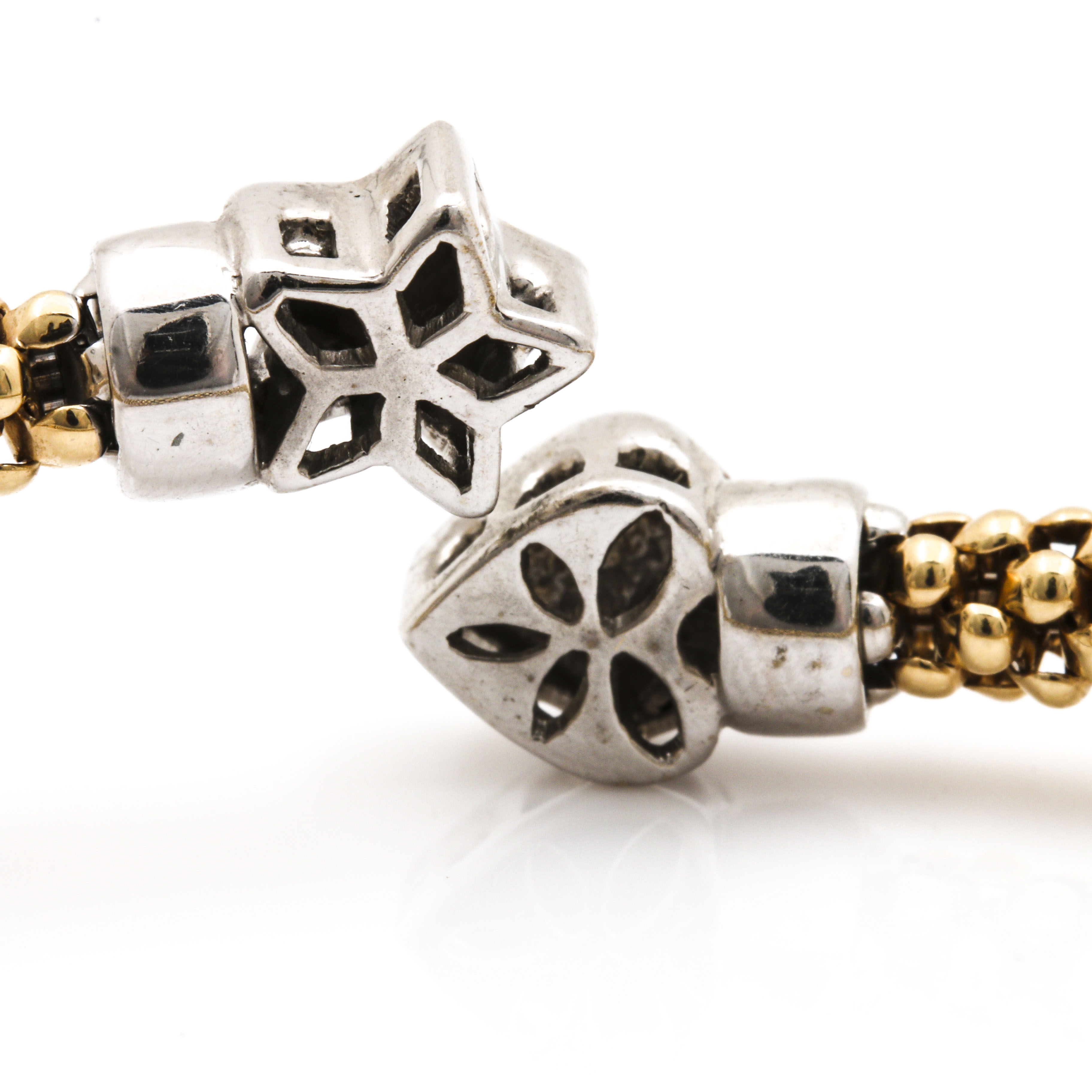 14K Yellow Gold Popcorn Bracelet with White Gold Accents