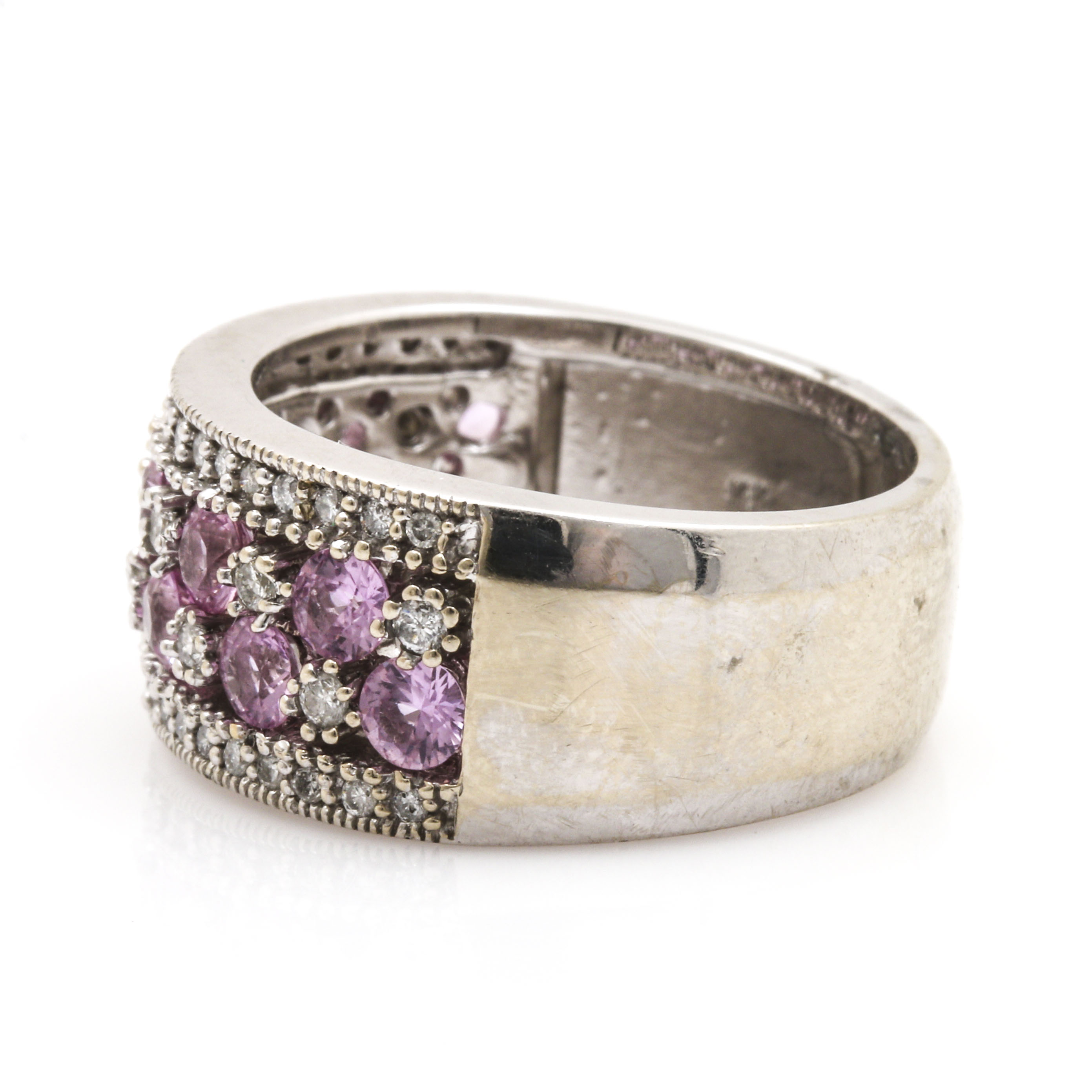 EFFY 14K White Gold Fancy Pink Sapphire and Diamond Ring