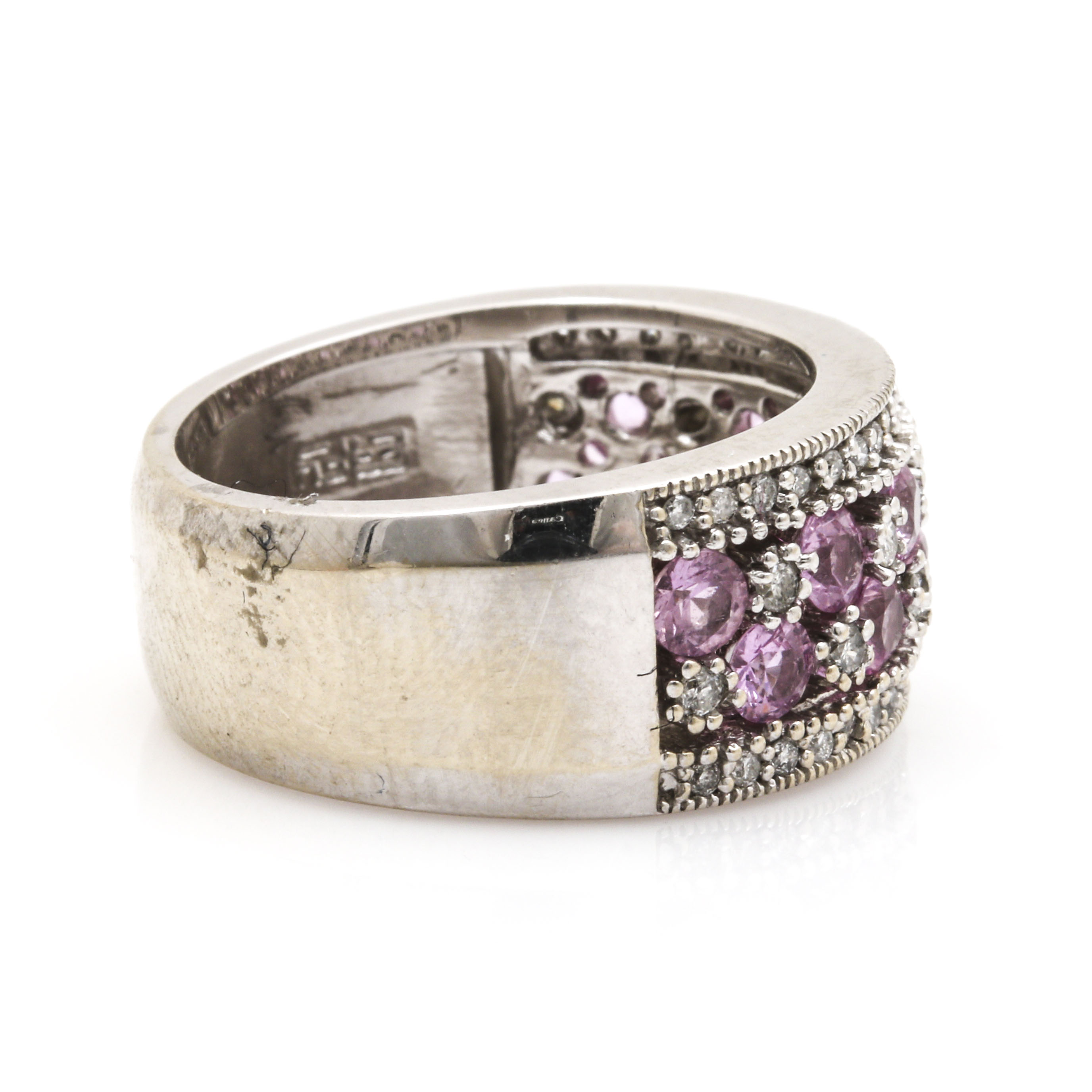 EFFY 14K White Gold Fancy Pink Sapphire and Diamond Ring