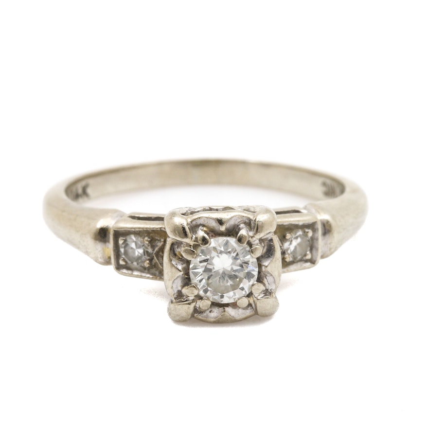 14K White Gold Diamond Ring