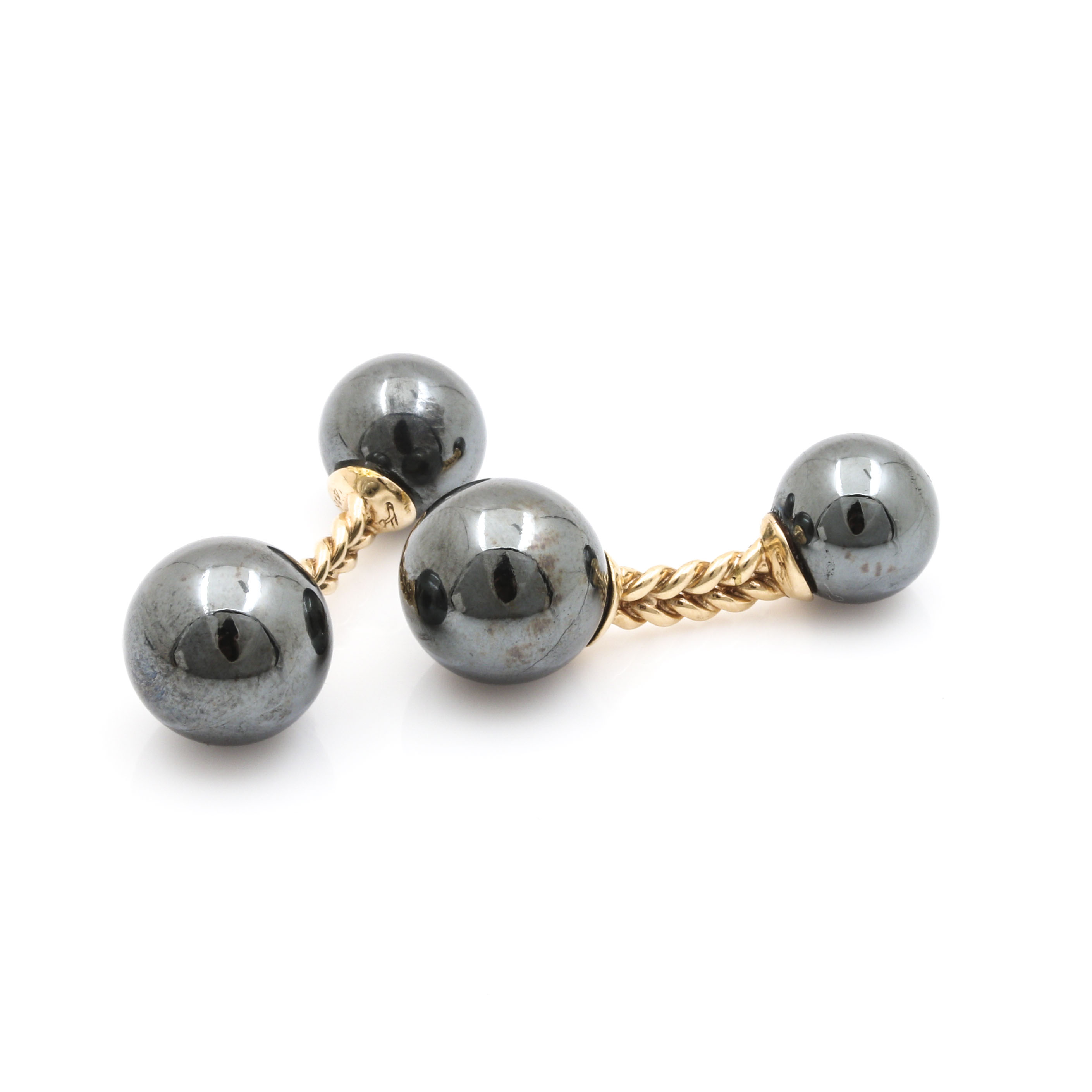 14K Yellow Gold Hematite Cufflinks