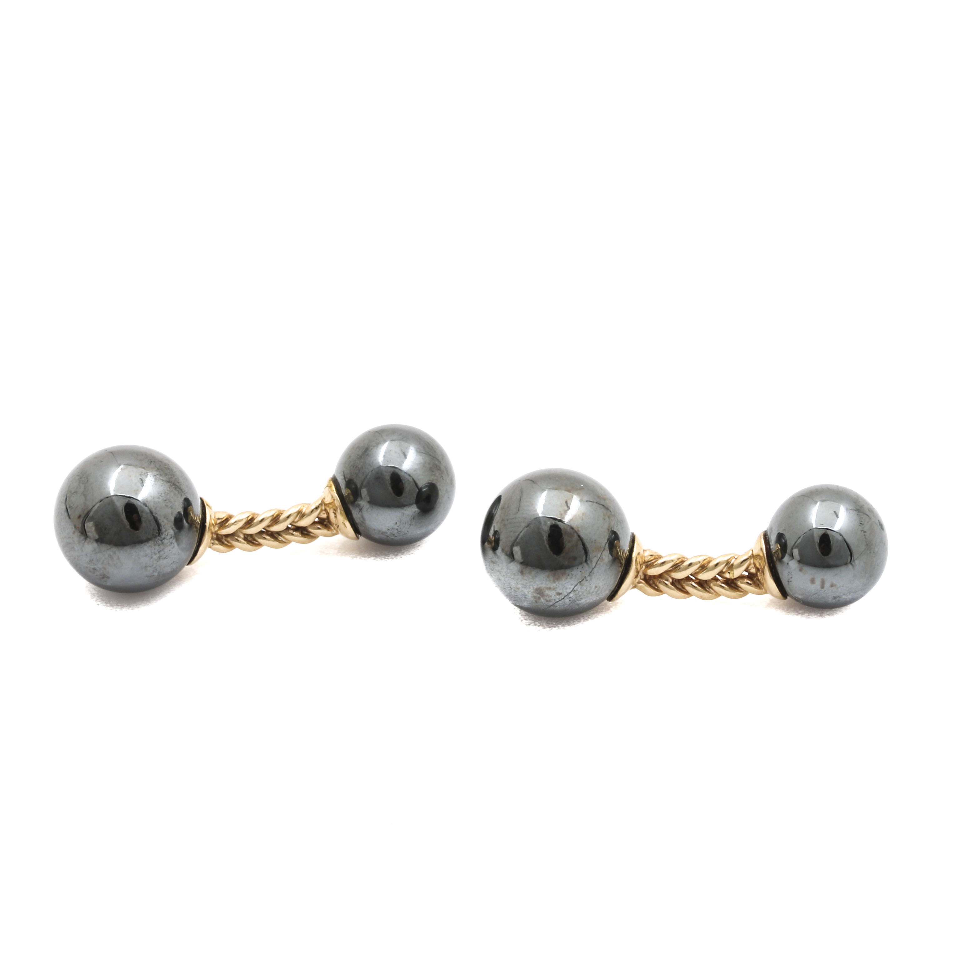 14K Yellow Gold Hematite Cufflinks