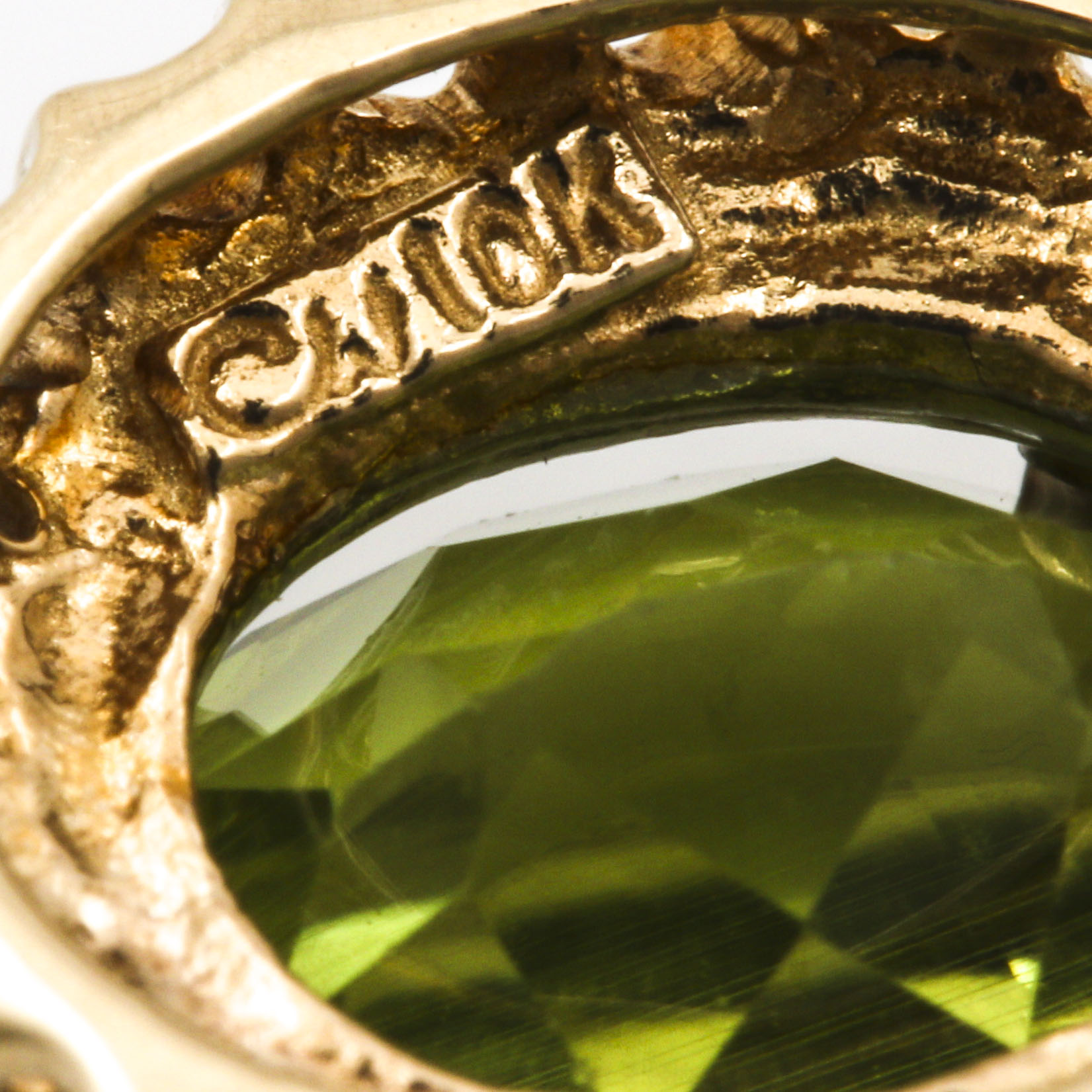 10K Yellow Gold Peridot and Diamond Pendant