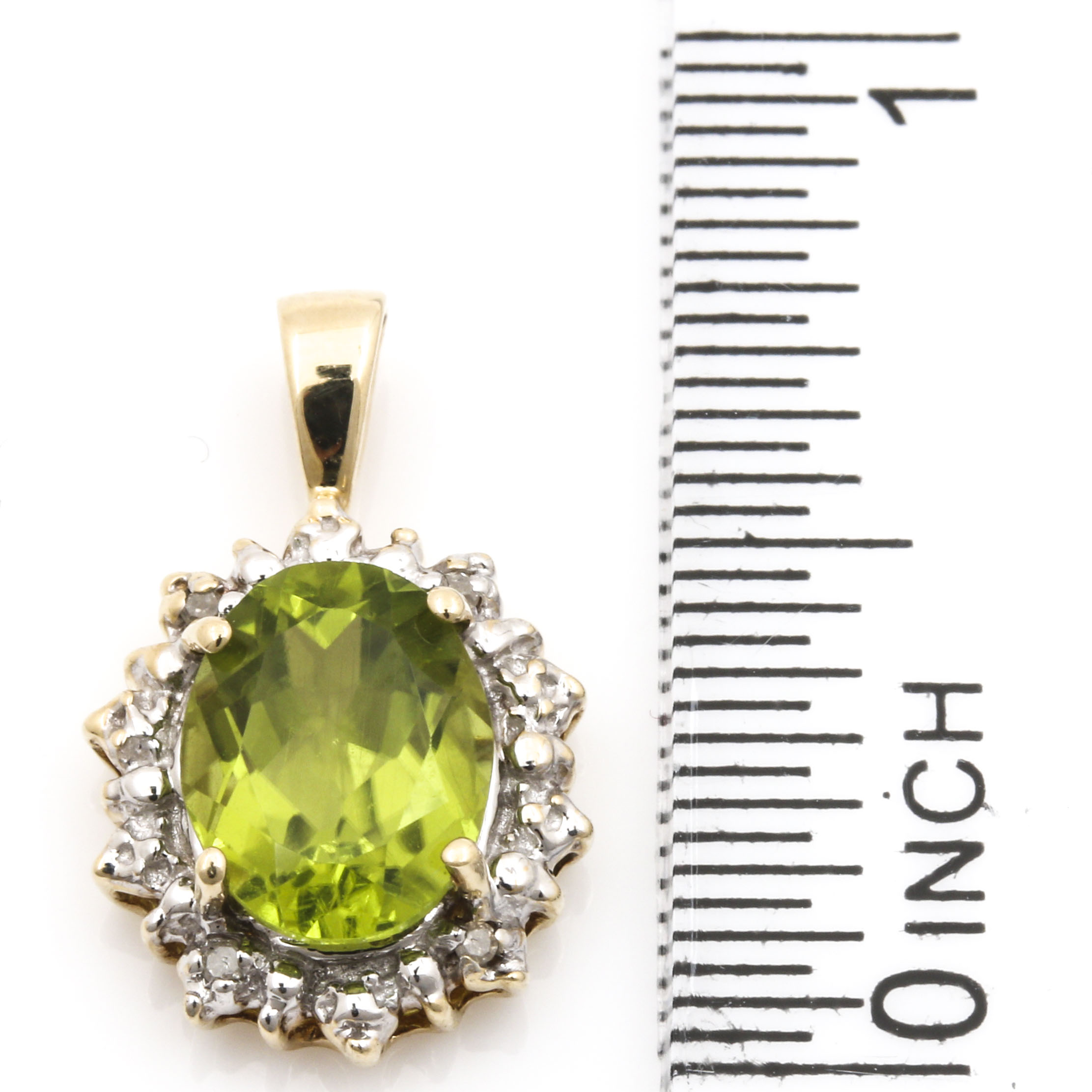 10K Yellow Gold Peridot and Diamond Pendant