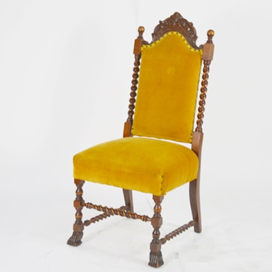 Antique William and Mary Style High Back Chair