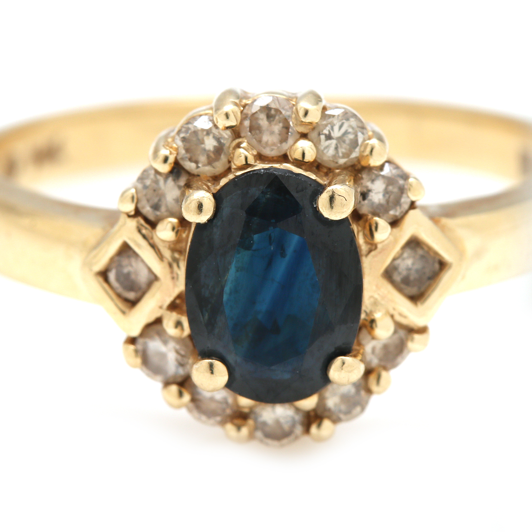 14K Yellow Gold Blue Sapphire and Diamond
